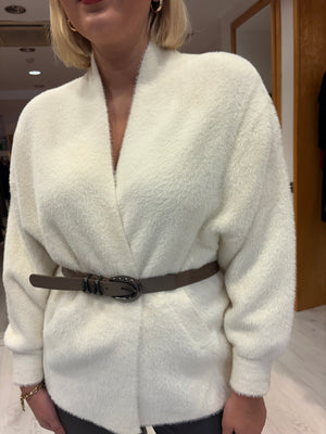 K Design Cream Open-Front Cardigan Jacket