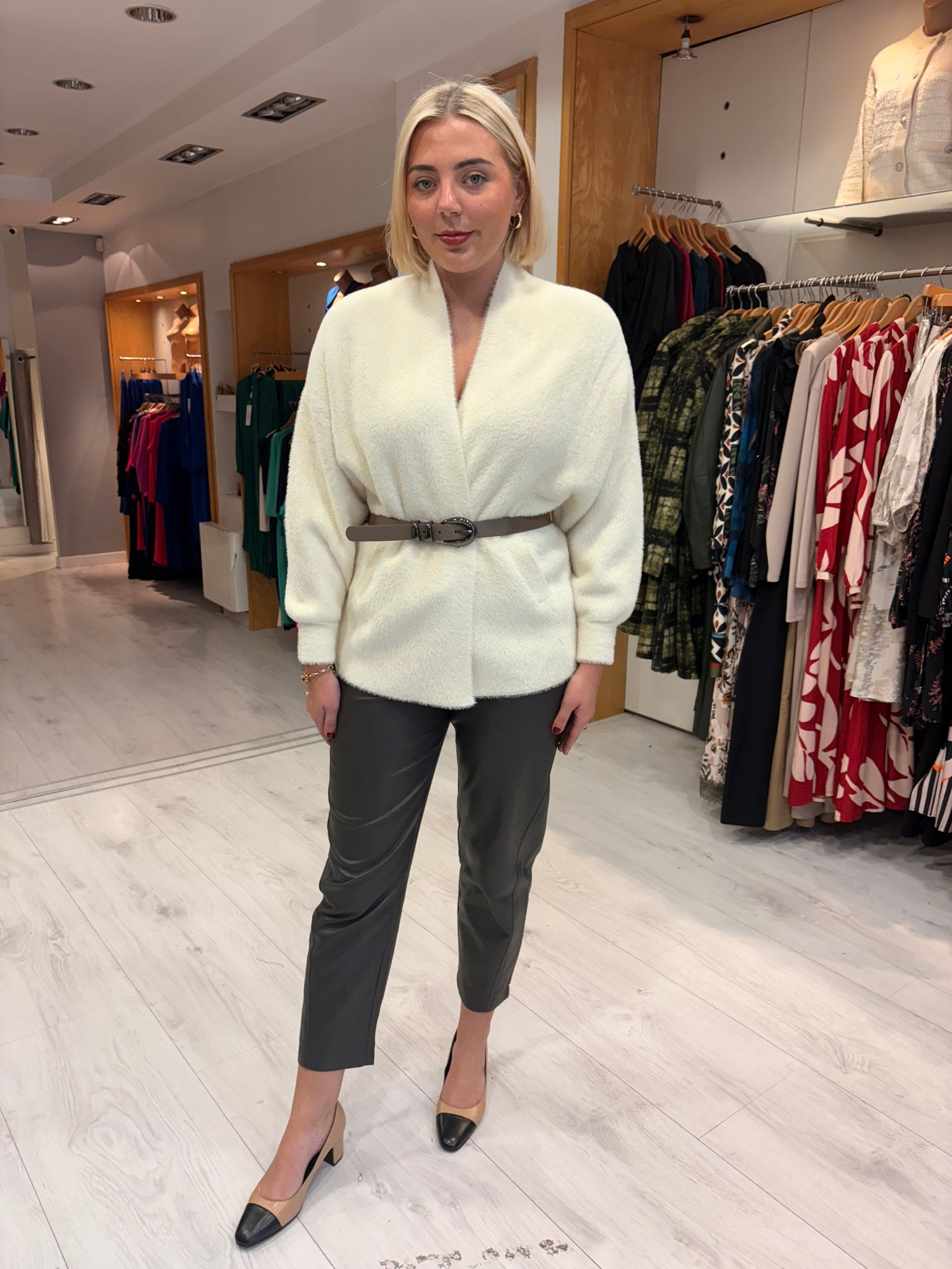 K Design Cream Open-Front Cardigan Jacket