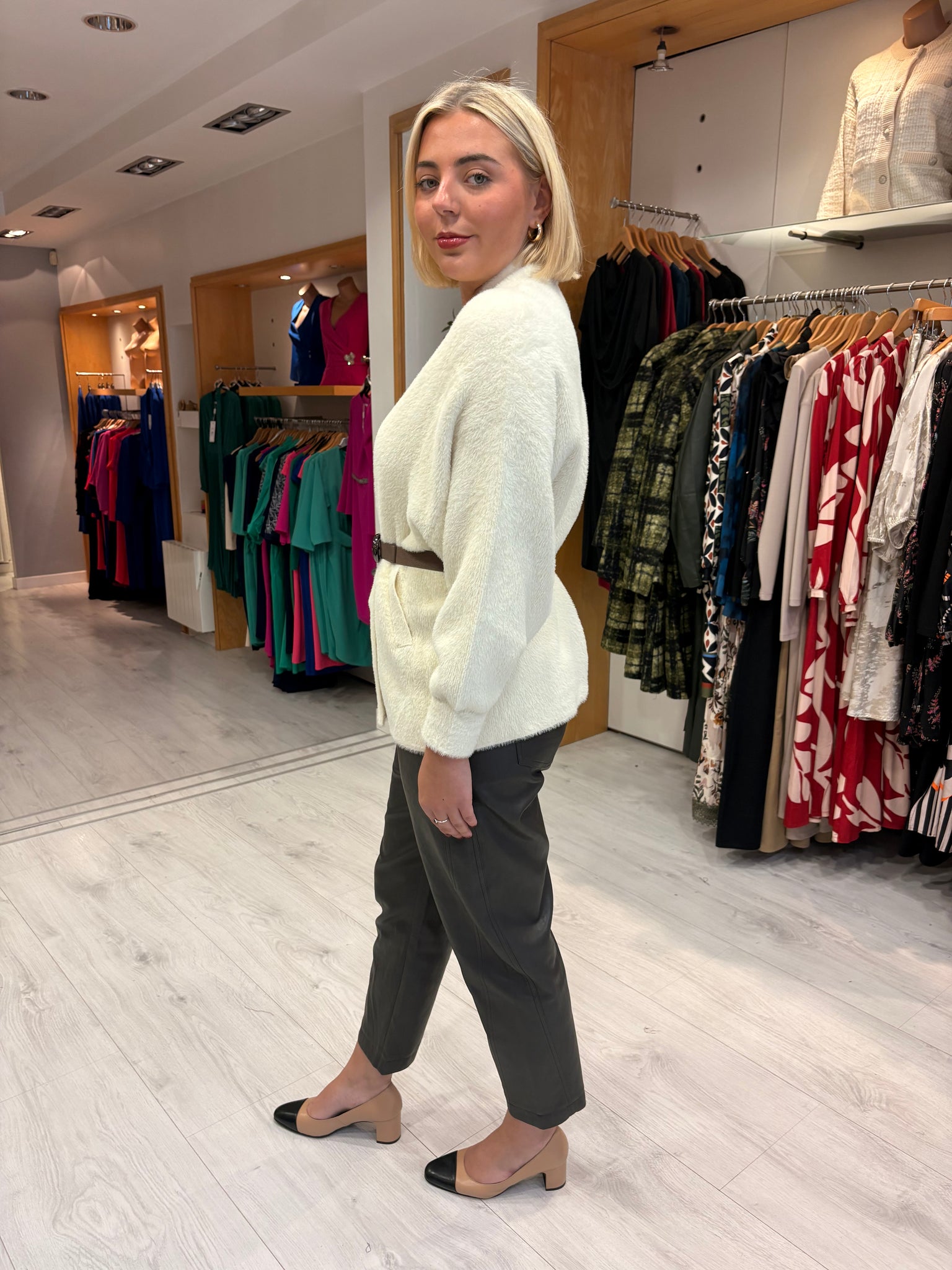 K Design Cream Open-Front Cardigan Jacket