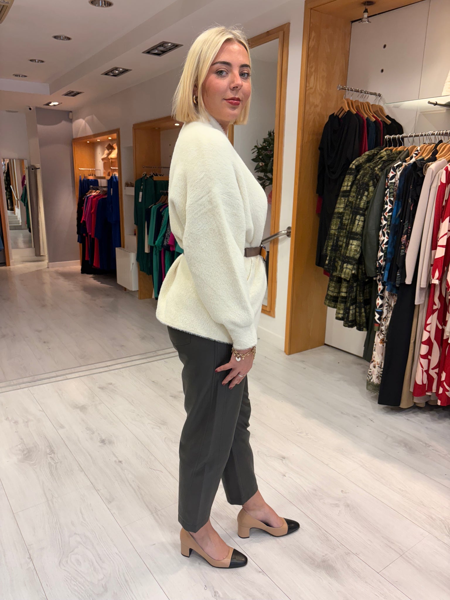 K Design Cream Open-Front Cardigan Jacket
