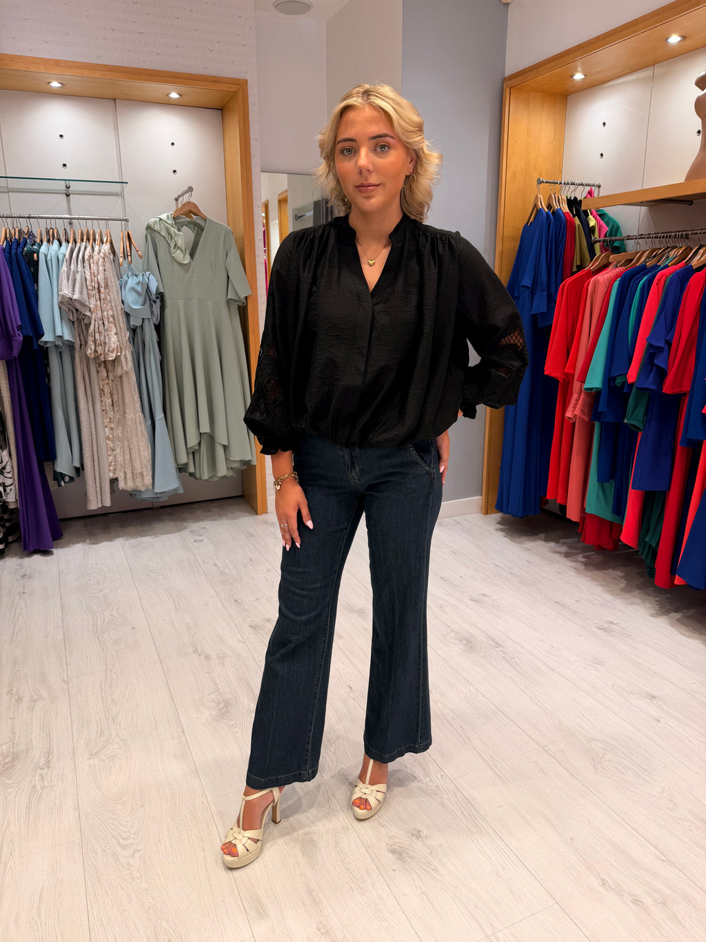 Co'Couture Black Balloon Top