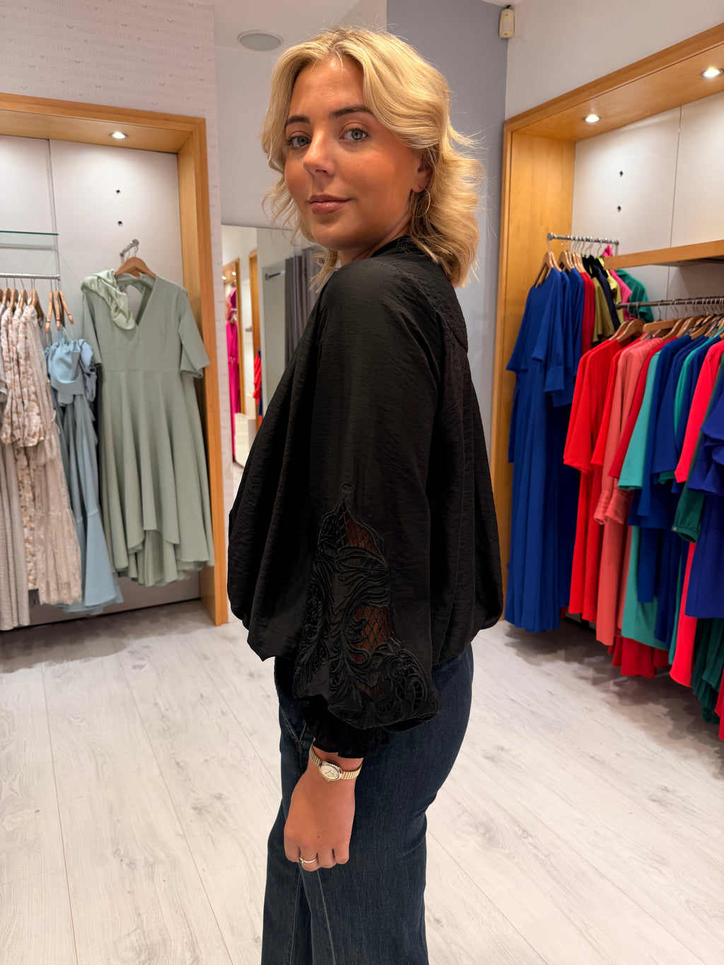 Co'Couture Black Balloon Top