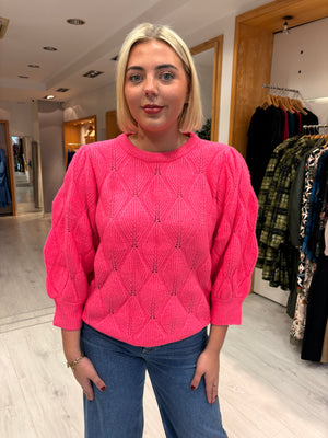 Smashed Lemon Pink  Textured Knit Sweater