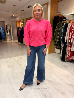 Smashed Lemon Pink  Textured Knit Sweater