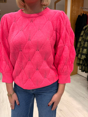 Smashed Lemon Pink  Textured Knit Sweater