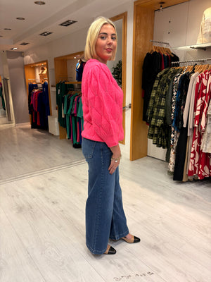 Smashed Lemon Pink  Textured Knit Sweater