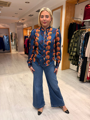 This Girls Curiosity Blue & Orange Abstract Print Blouse