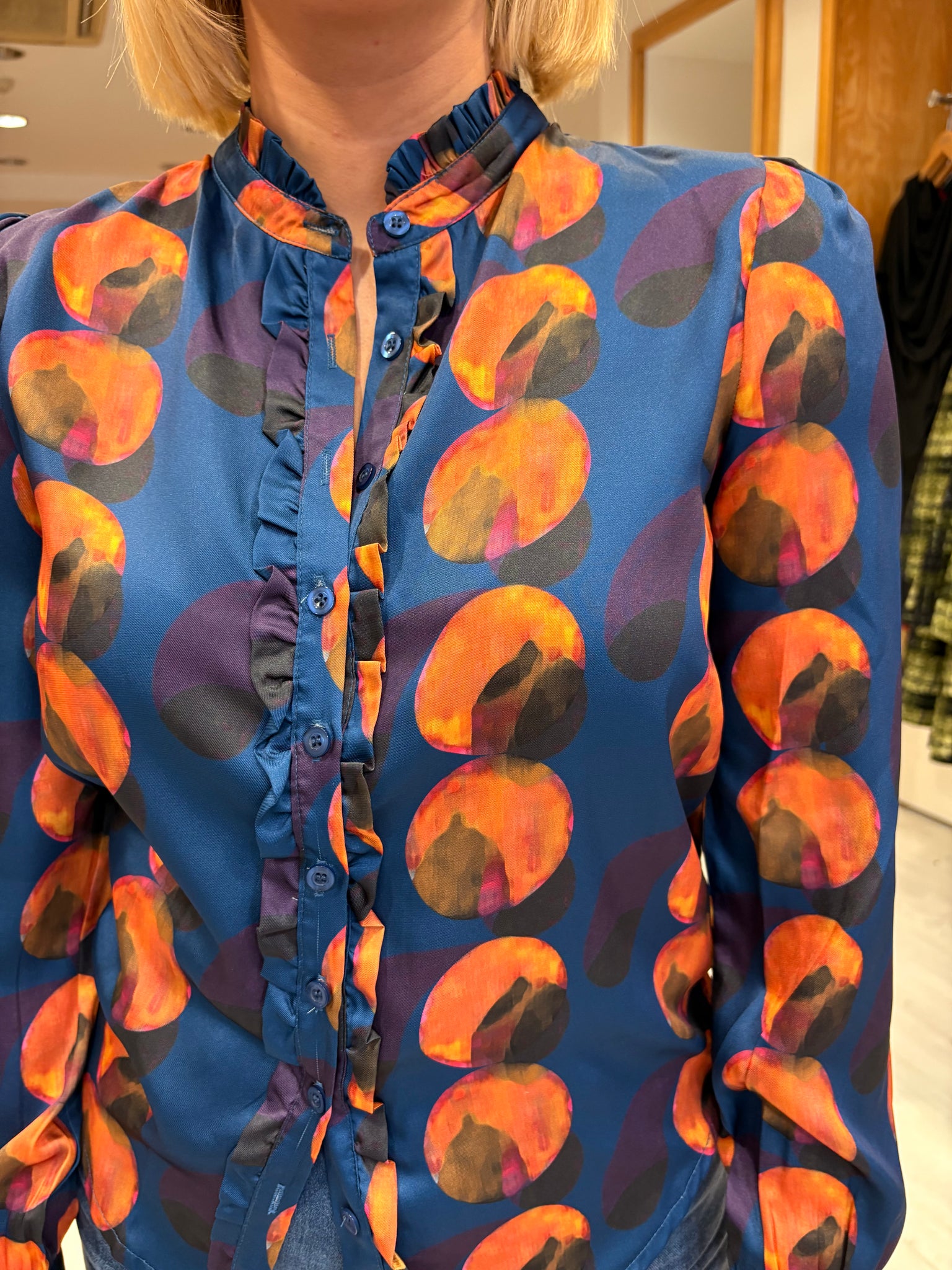 This Girls Curiosity Blue & Orange Abstract Print Blouse