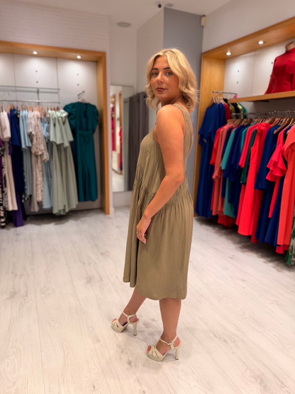 Soaked Khaki Boho Dress