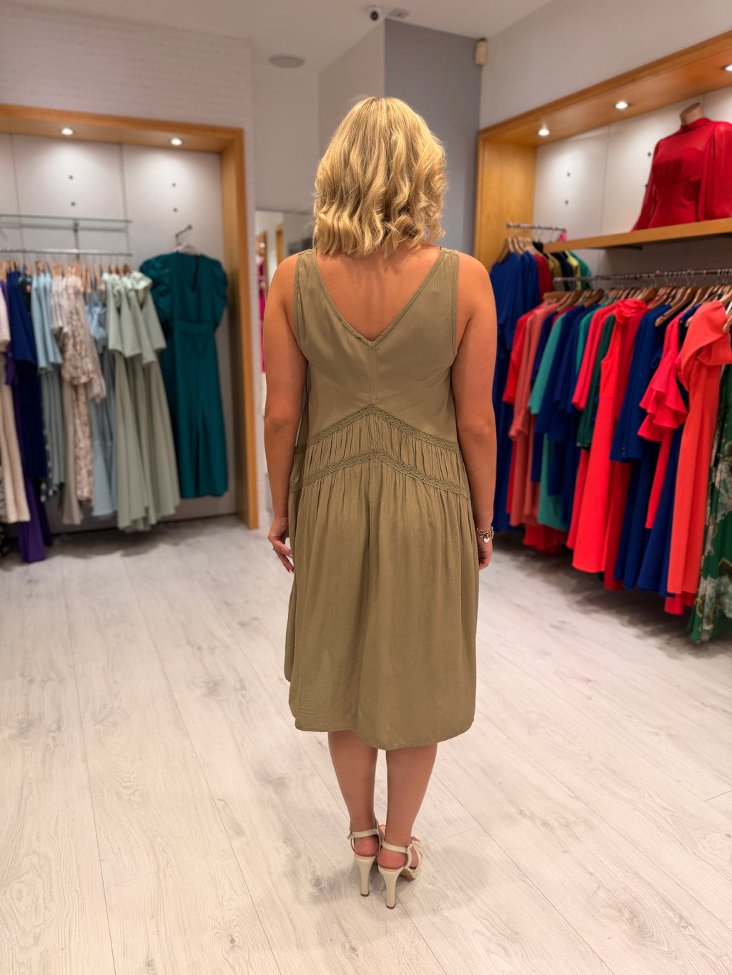 Soaked Khaki Boho Dress