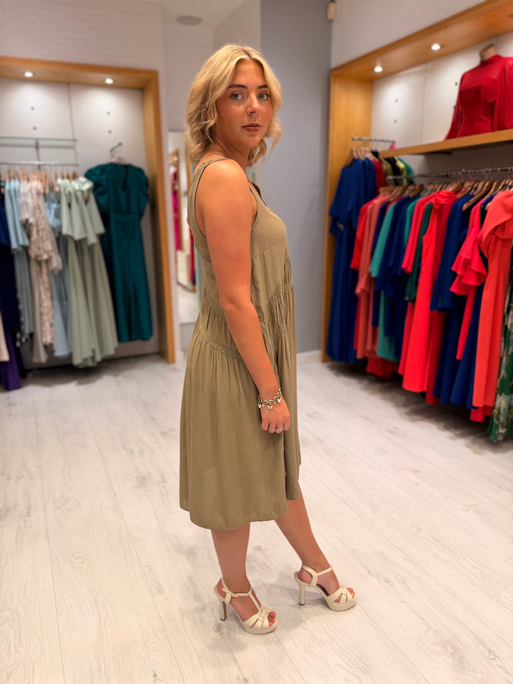 Soaked Khaki Boho Dress