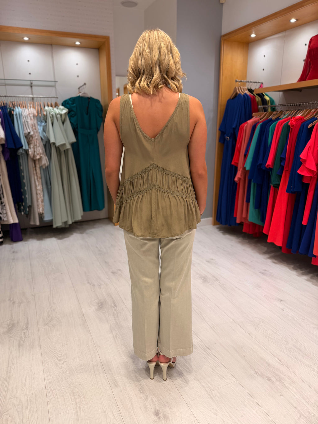 Soaked Khaki Boho Top