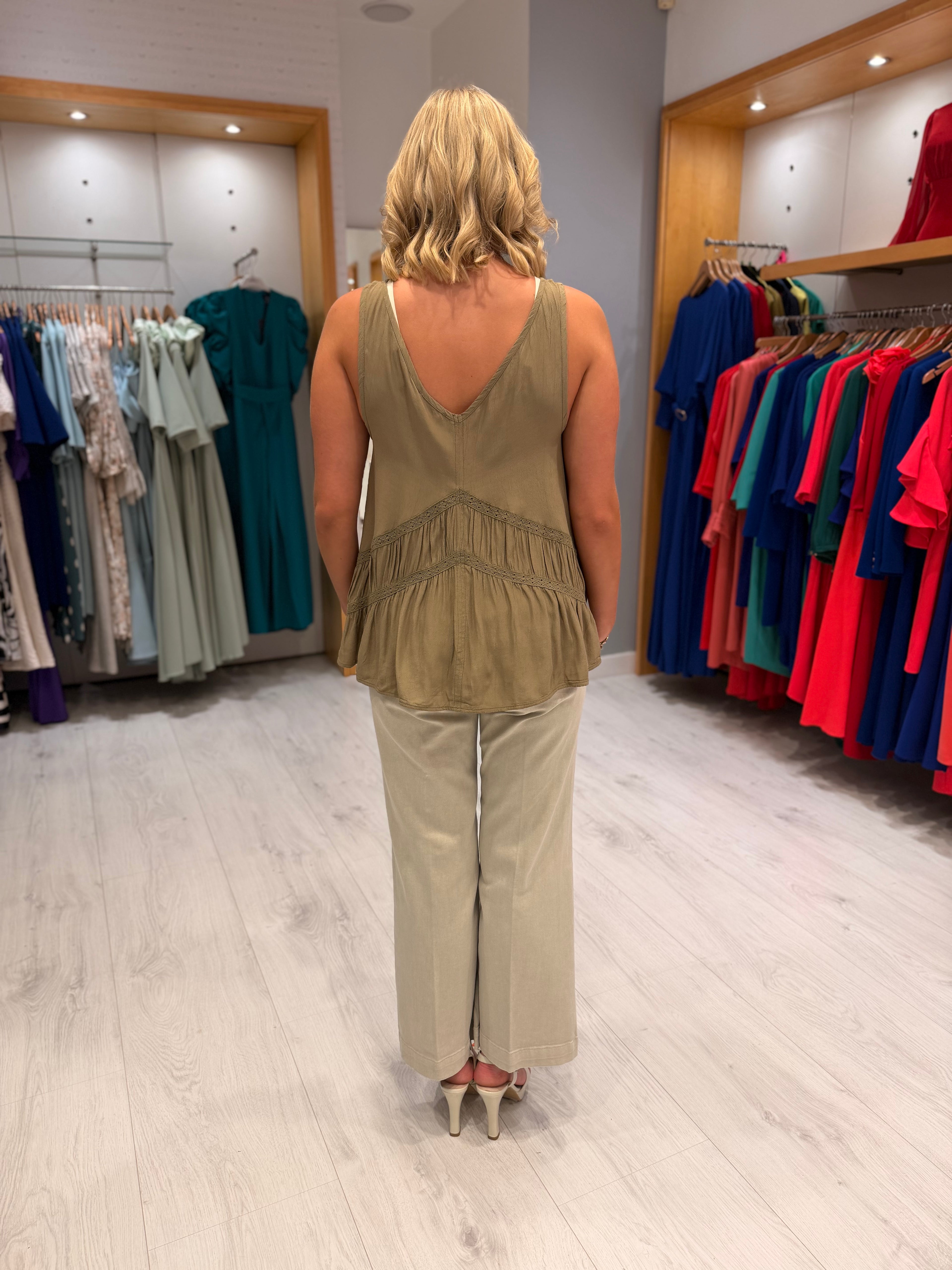 Soaked Khaki Boho Top