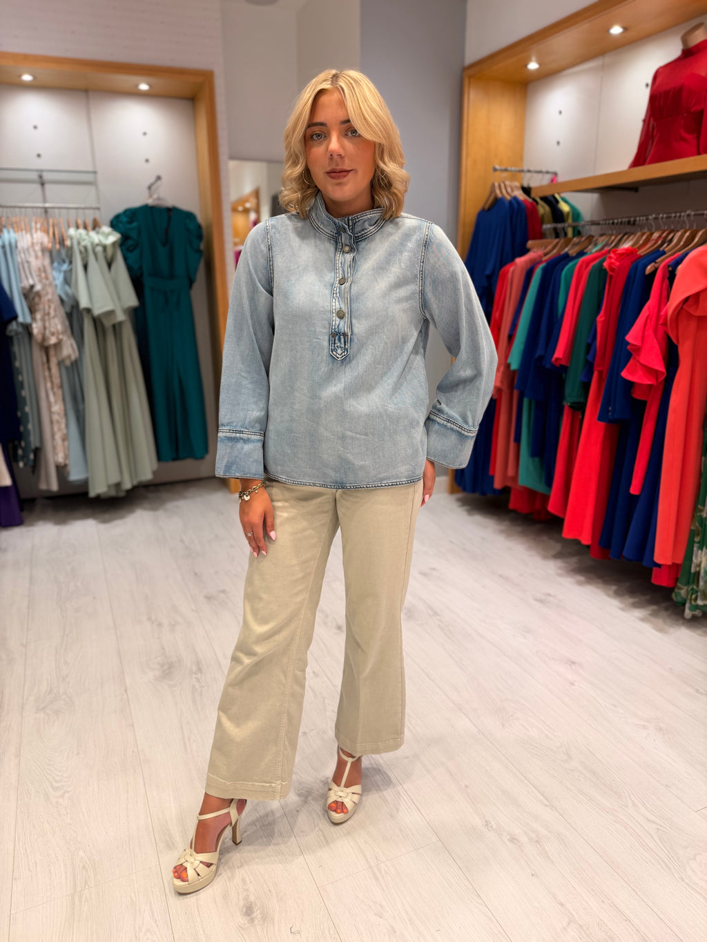 My Essential Wardrobe Light Wash Denim Blouse