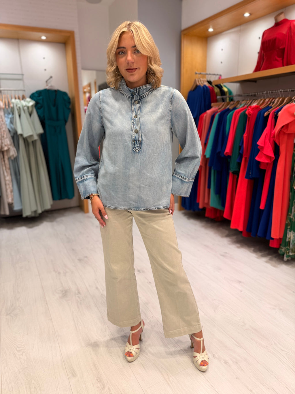 My Essential Wardrobe Light Wash Denim Blouse
