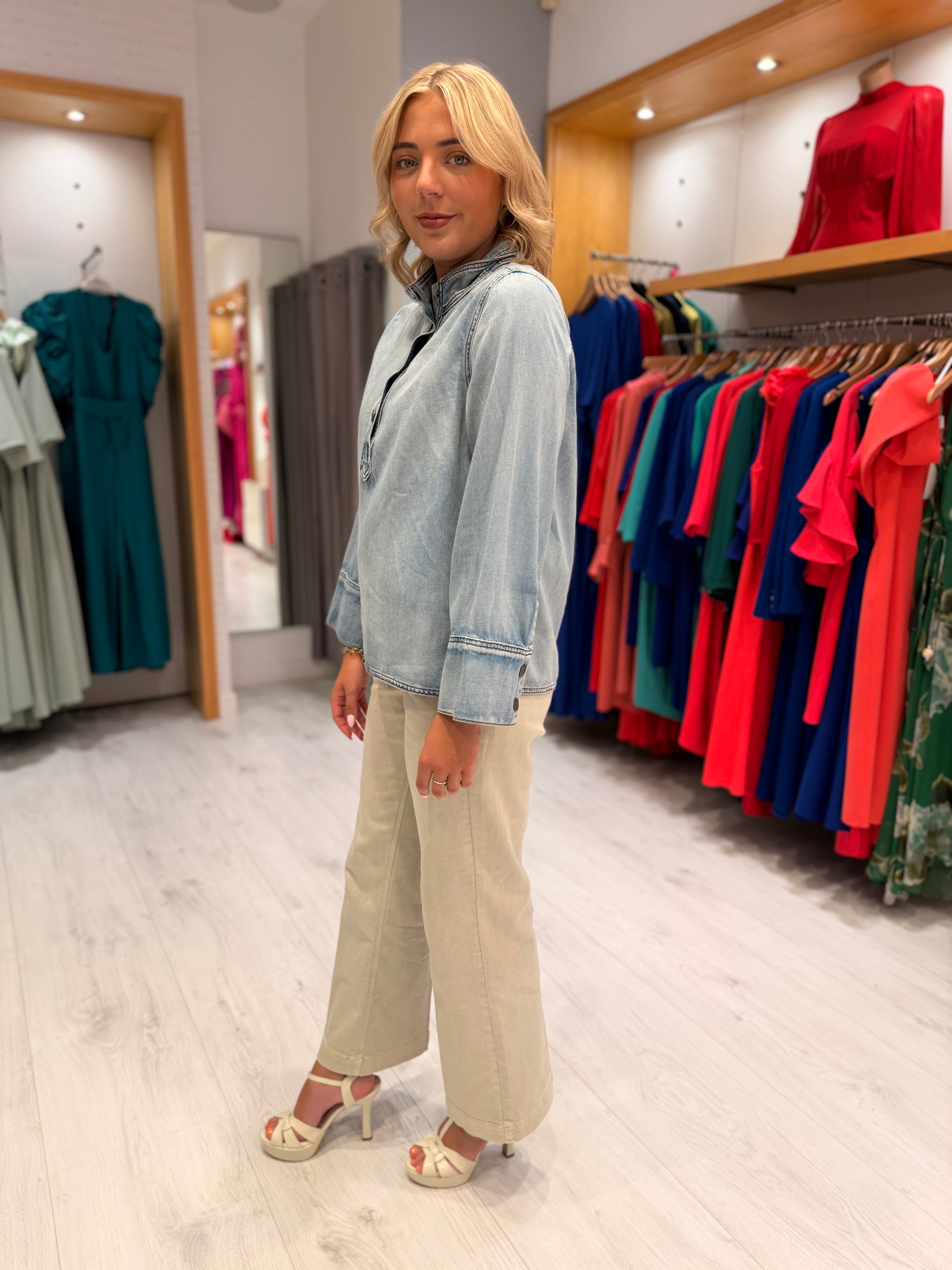 My Essential Wardrobe Light Wash Denim Blouse