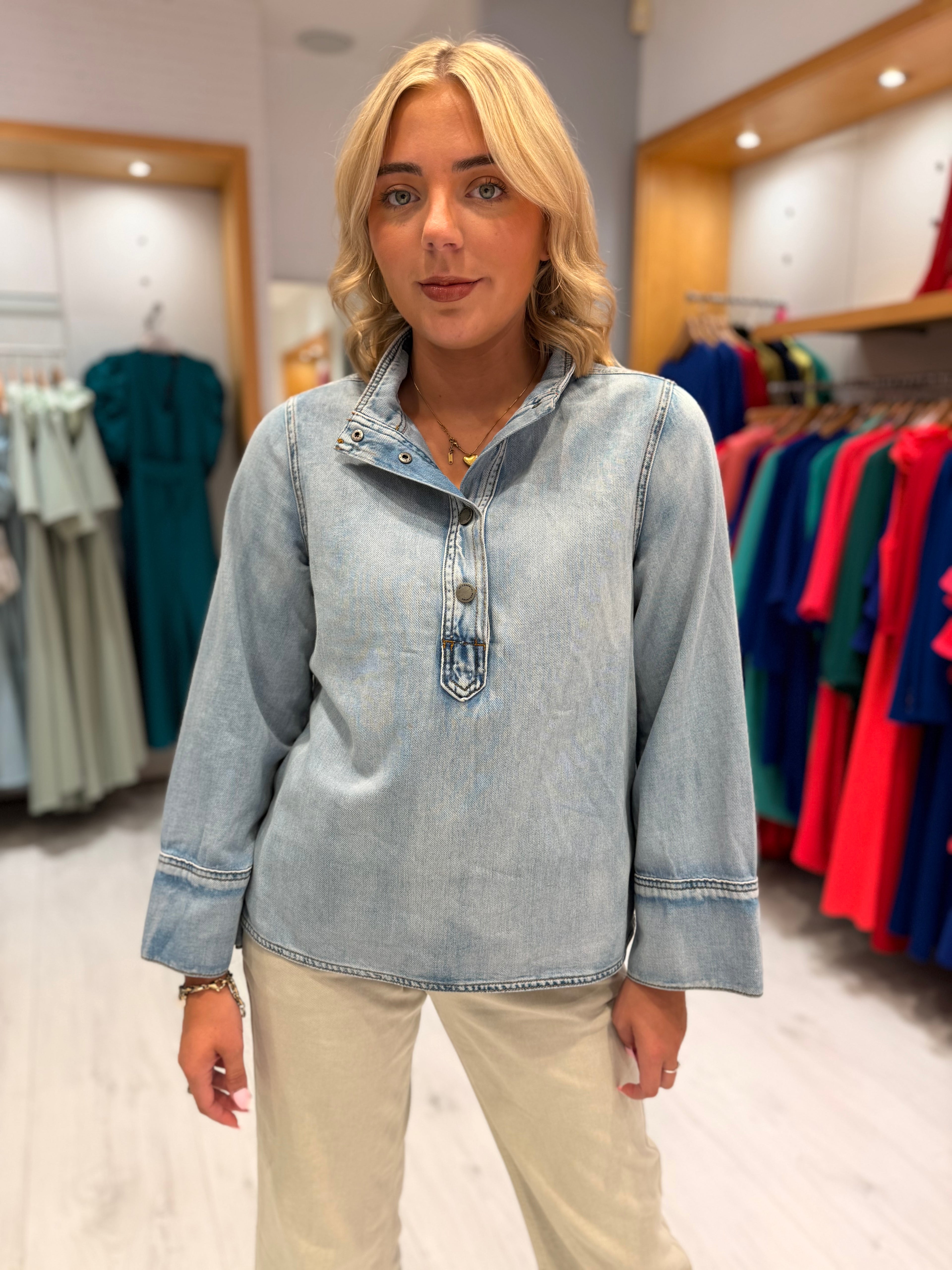 My Essential Wardrobe Light Wash Denim Blouse
