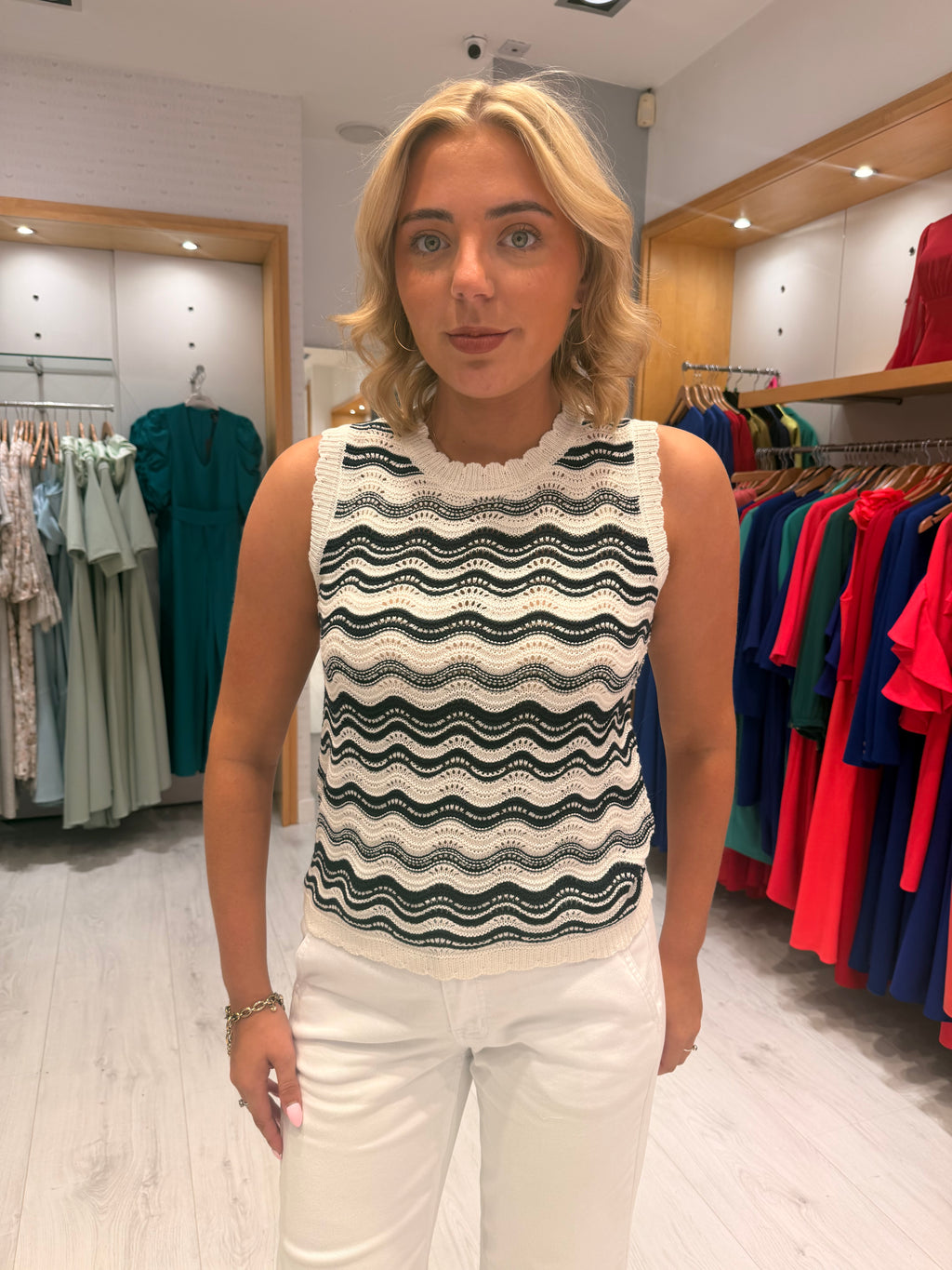 Kaffe Black and White Knit Top