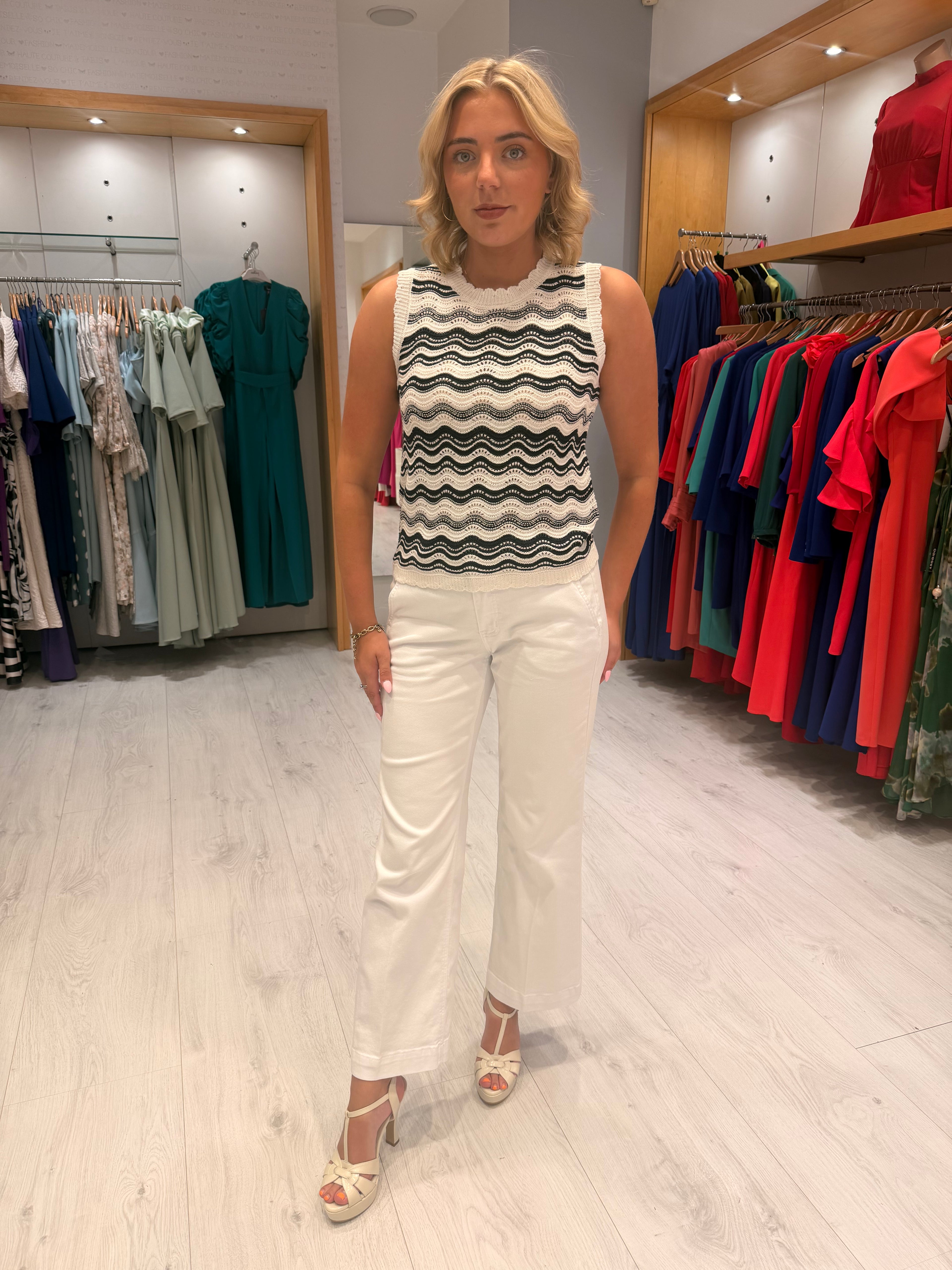 Kaffe Black and White Knit Top