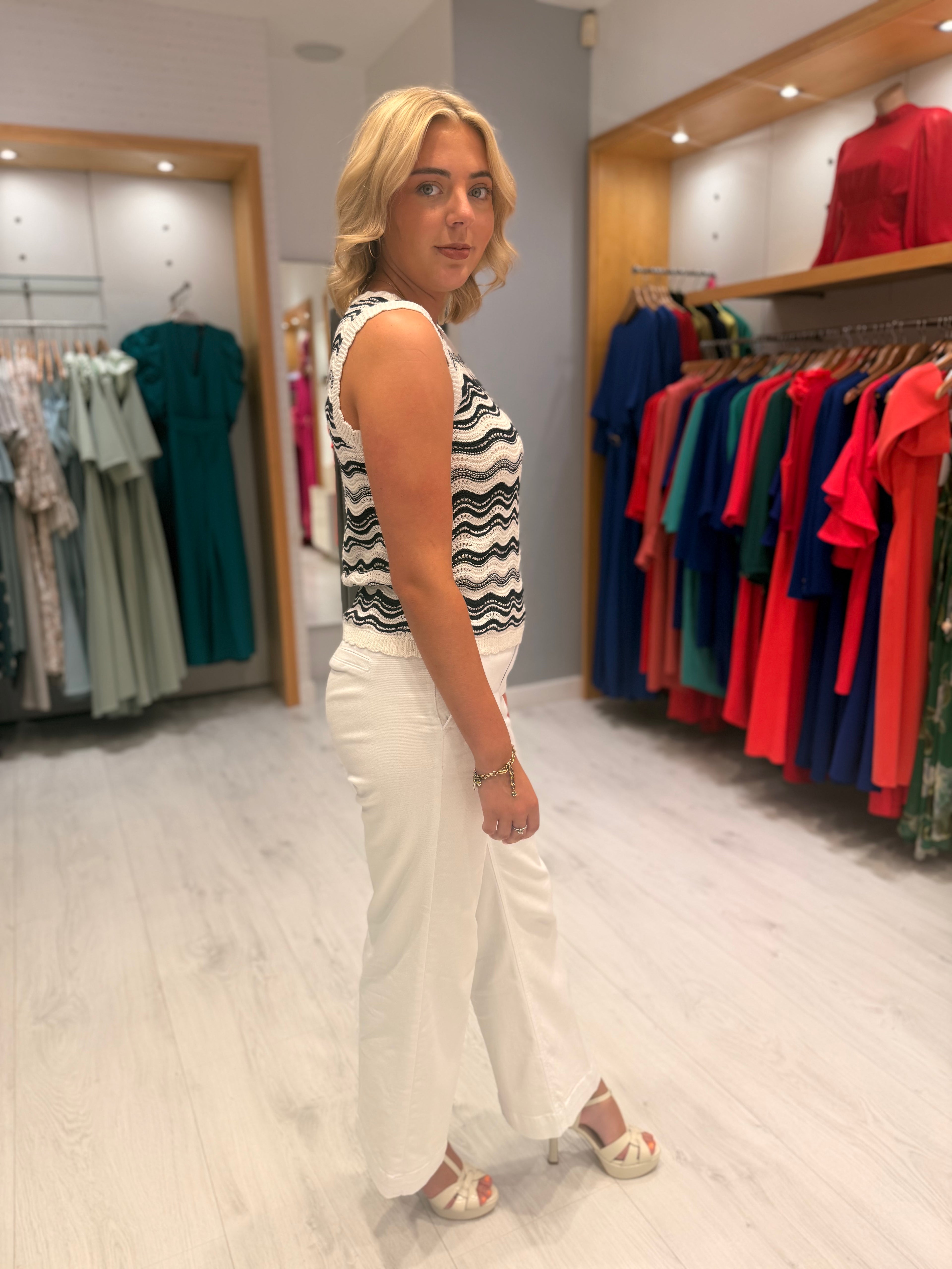 Kaffe Black and White Knit Top