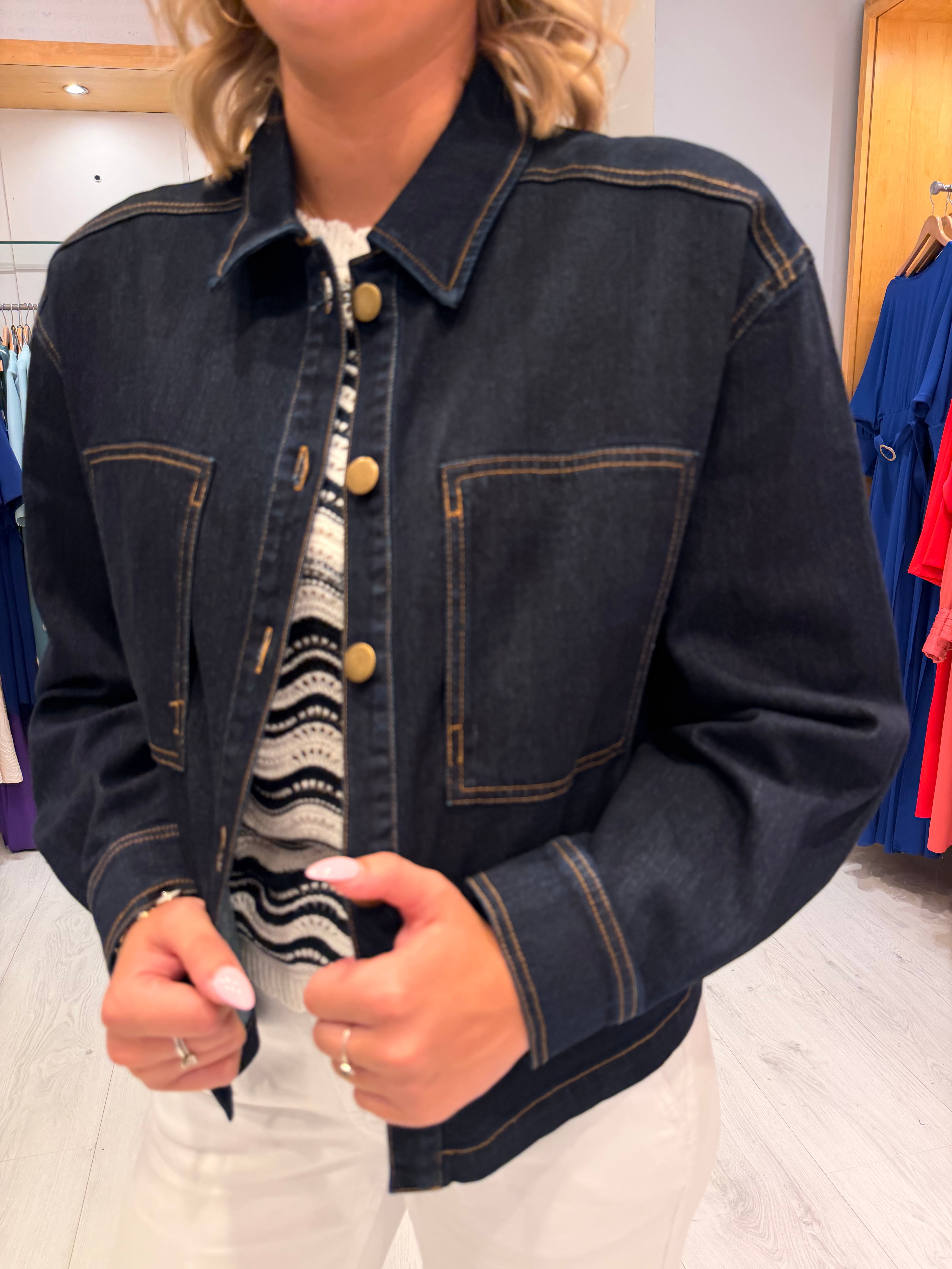 St Tropez Navy Denim Shirt Jacket