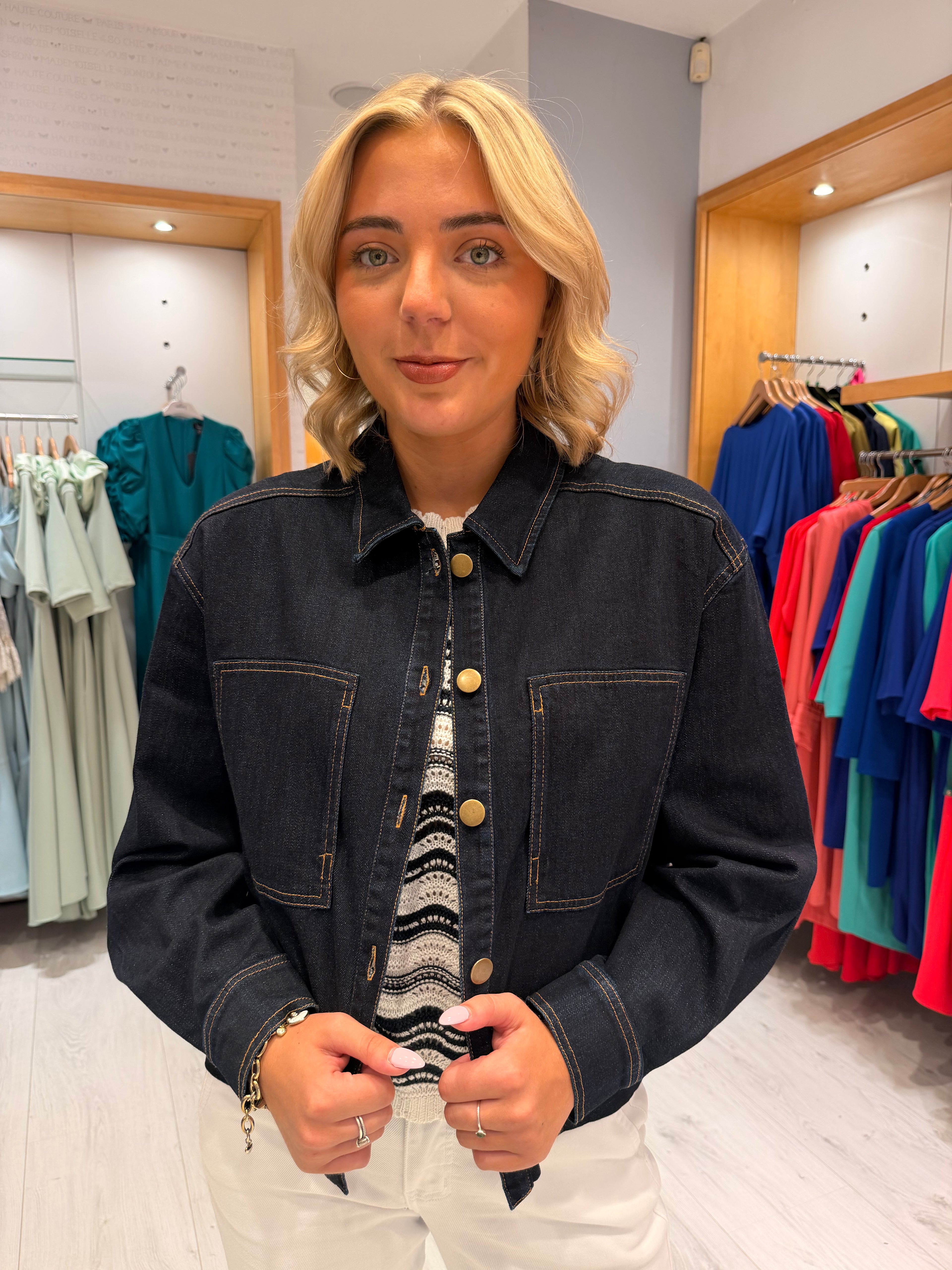 St Tropez Navy Denim Shirt Jacket