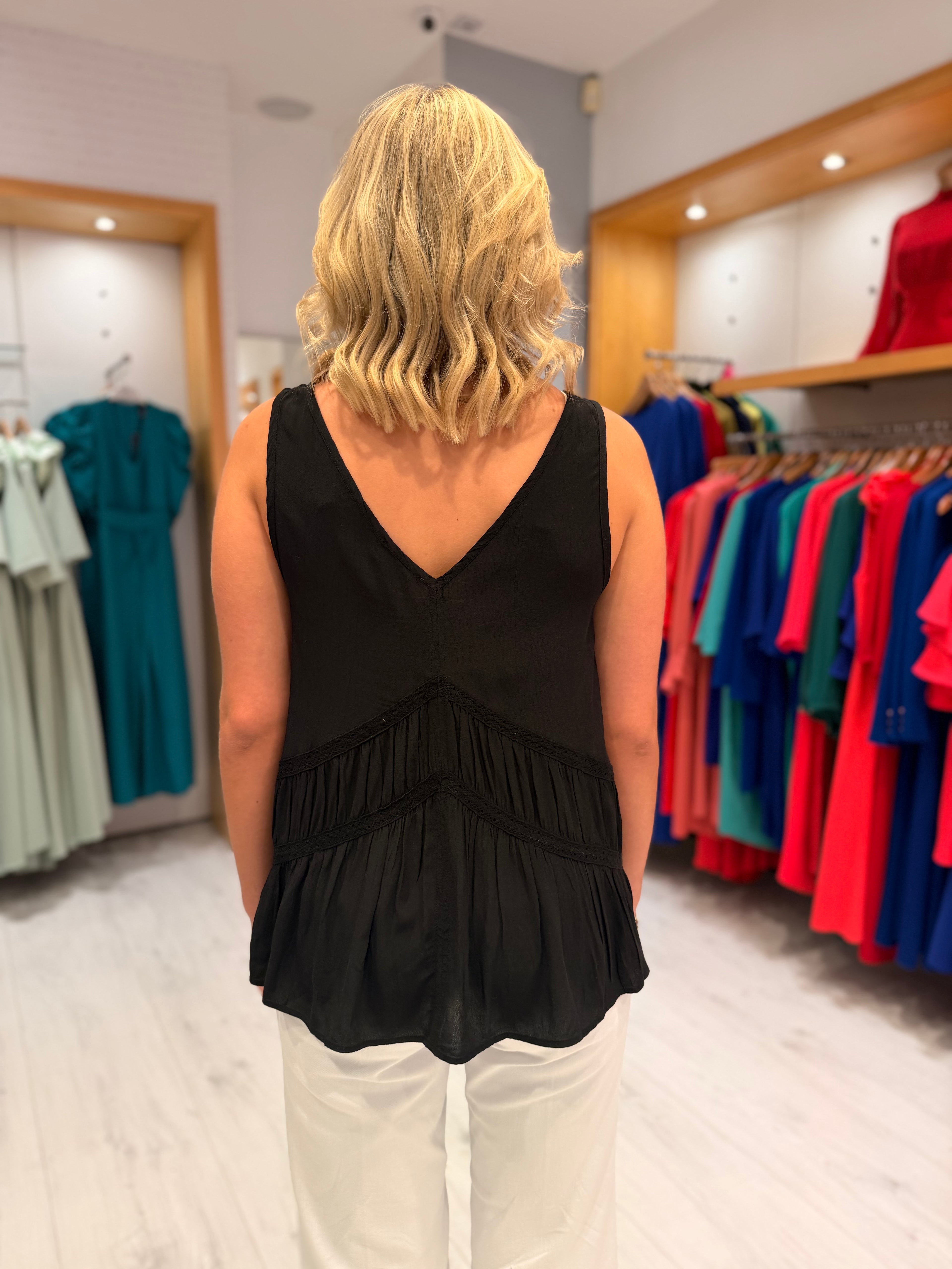 Soaked Black Boho Top