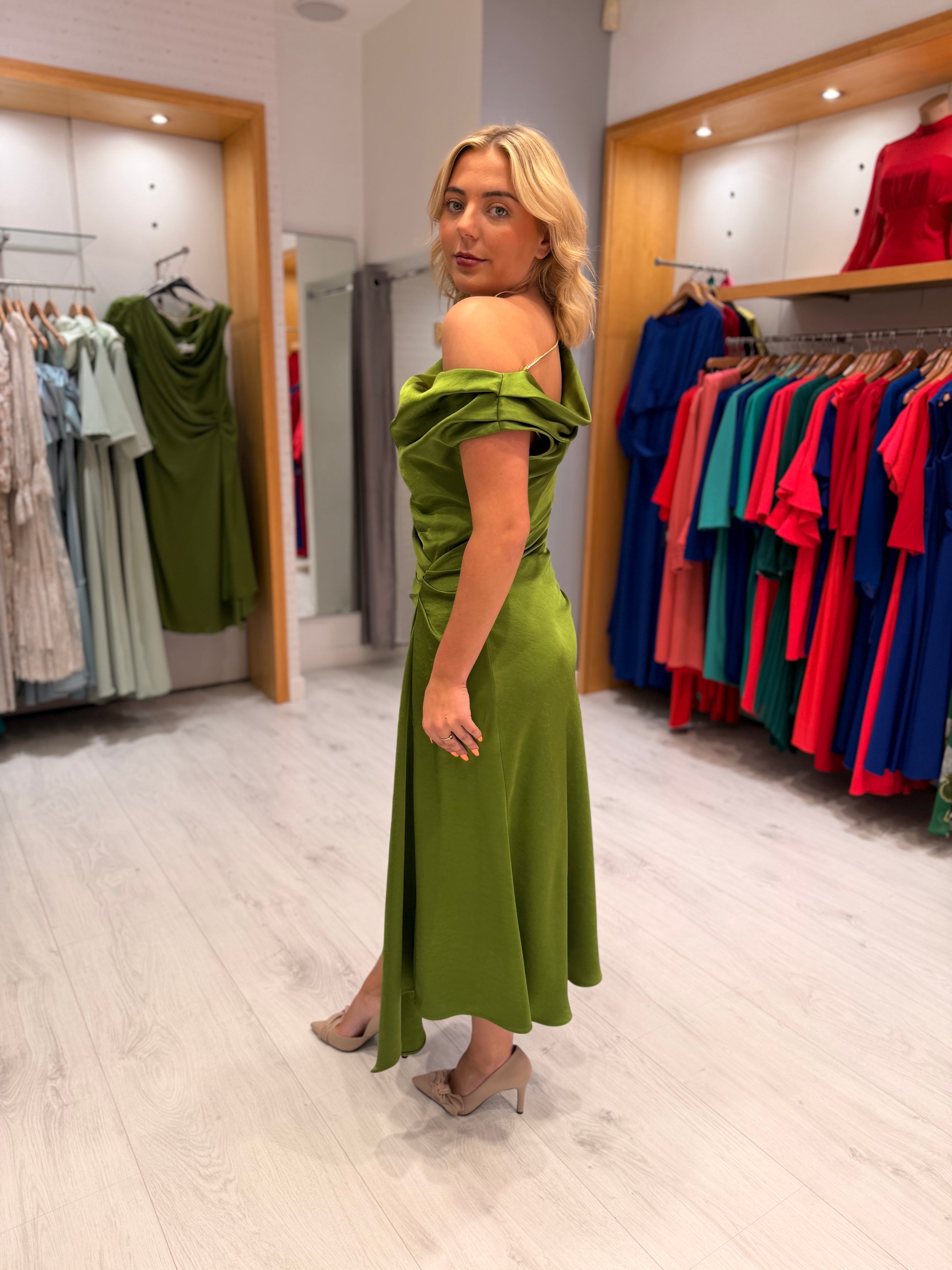Carla Ruiz  Deep Lime Midi Dress