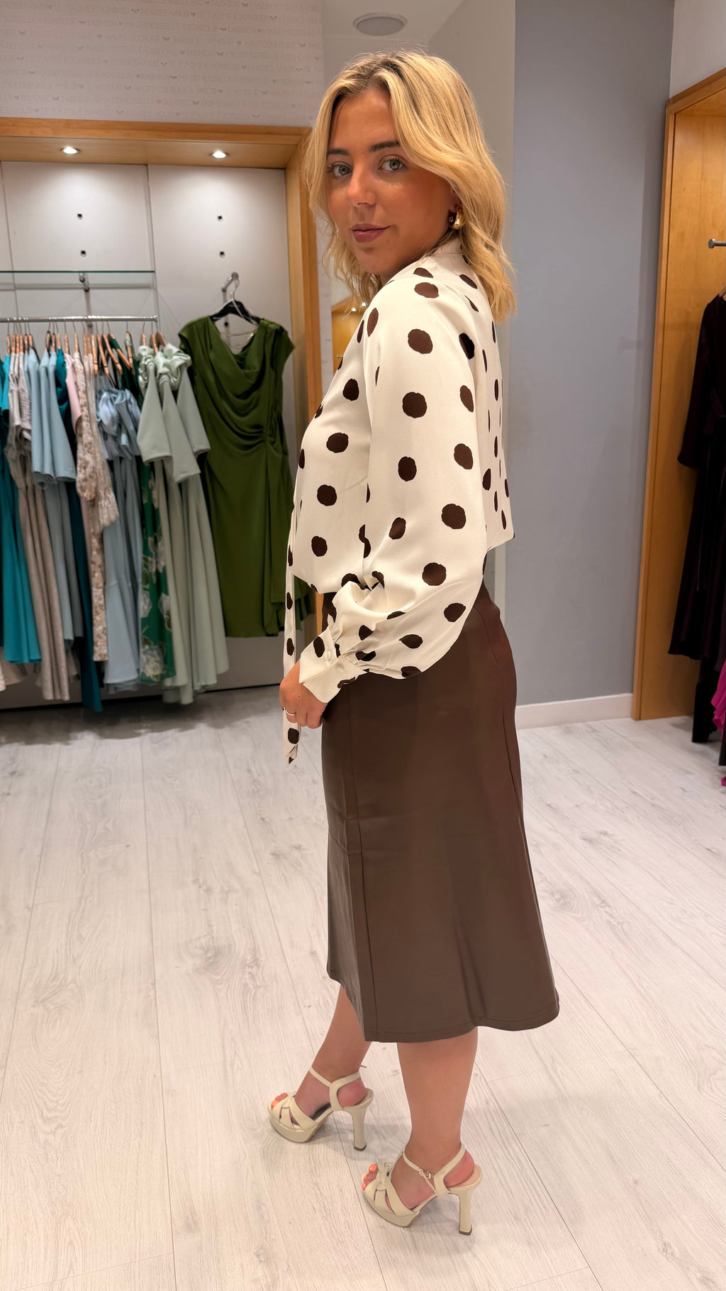 Smashed Lemon Brown Midi Skirt