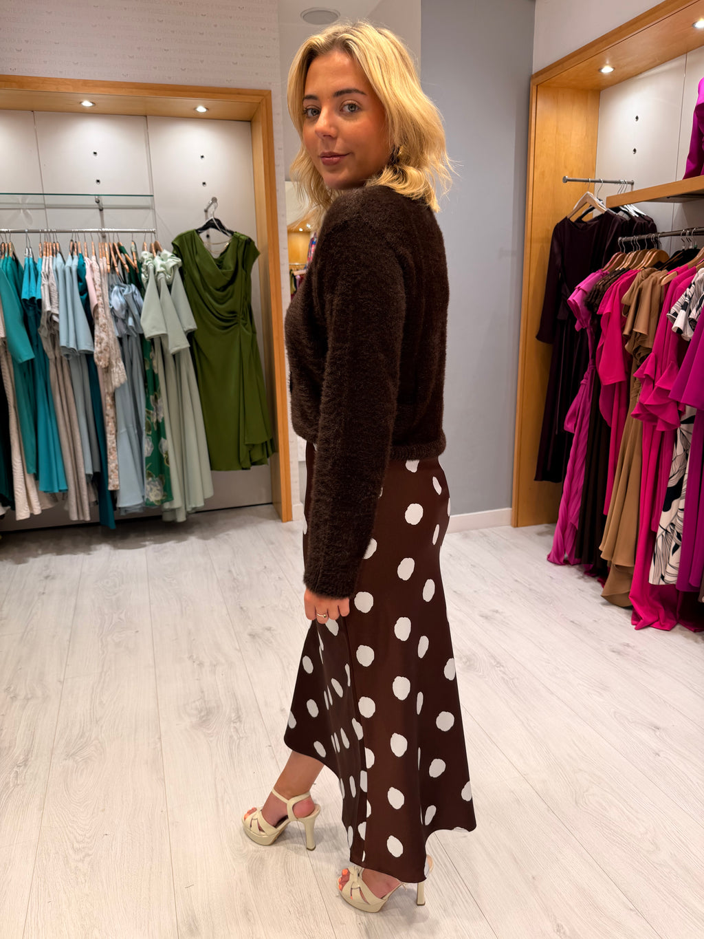Smashed Lemon Brown Polka Dot Skirt