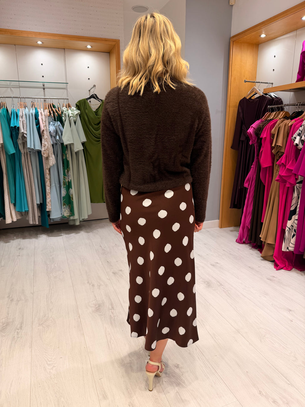 Smashed Lemon Brown Polka Dot Skirt