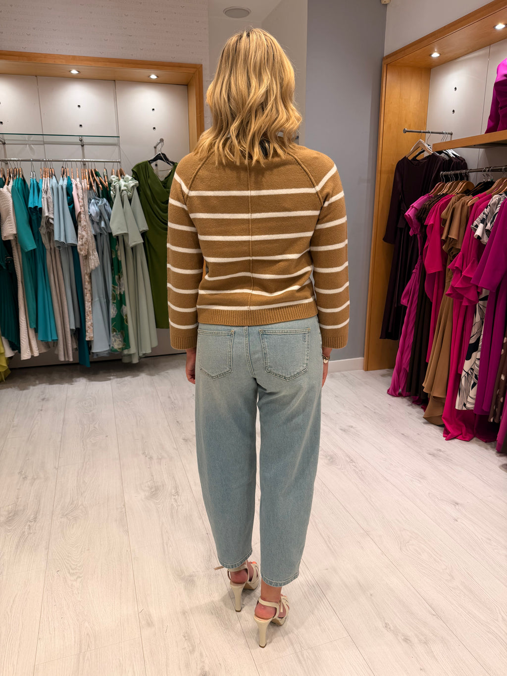 HV Polo Camel & Cream Stripe Knit