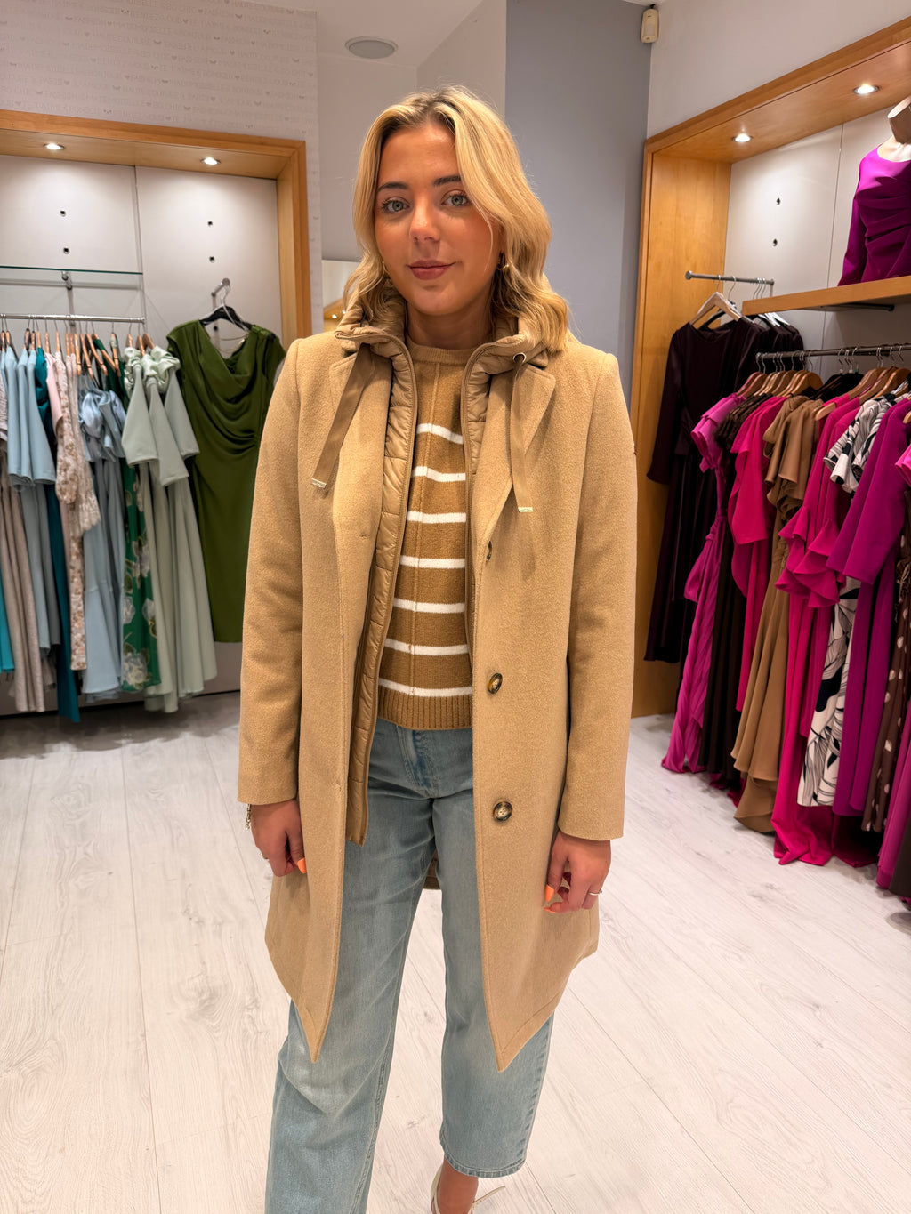 Hv Polo Camel Double Layered Coat