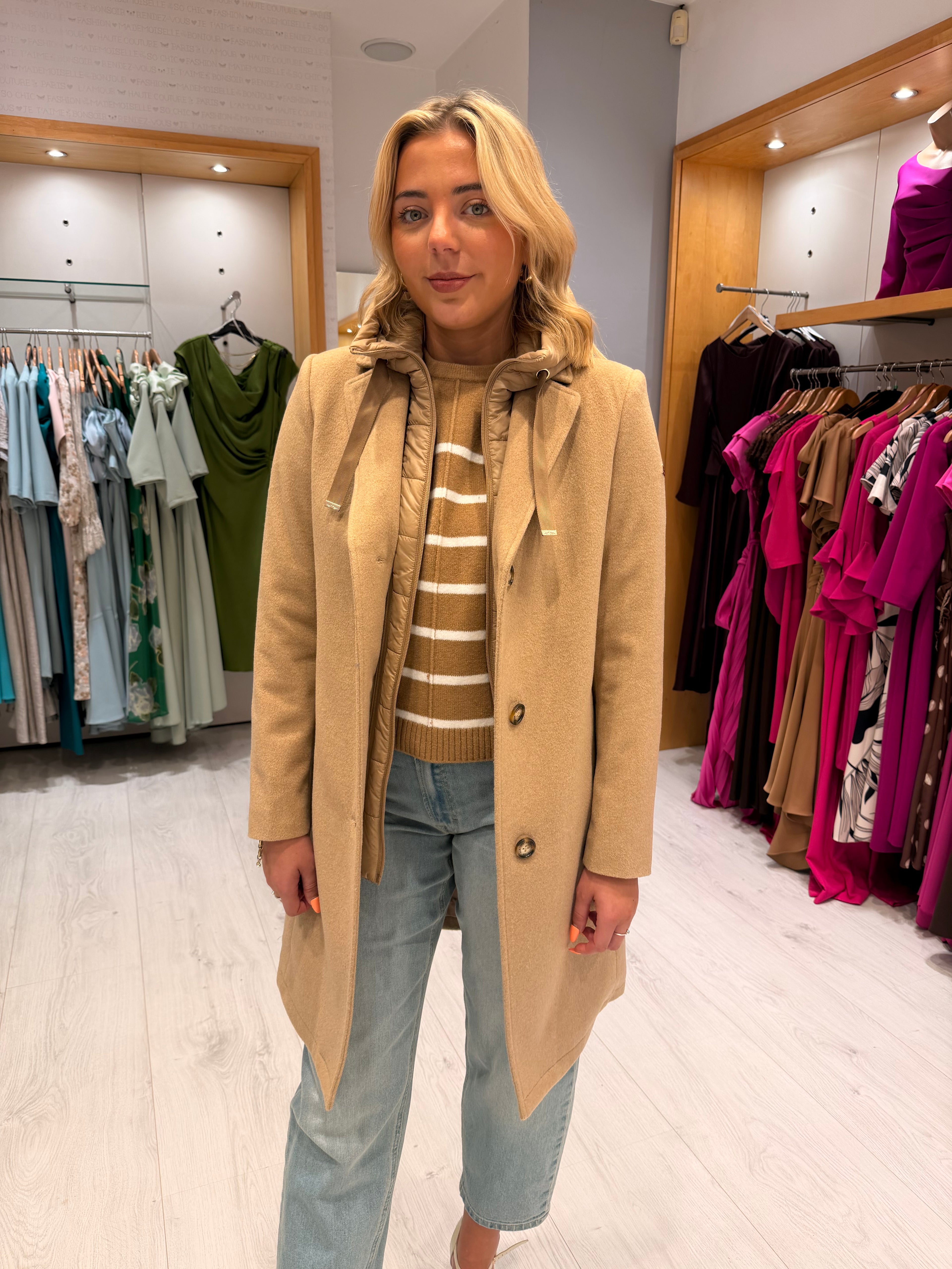 Hv Polo Camel Double Layered Coat