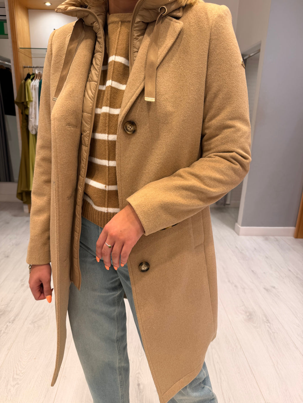 Hv Polo Camel Double Layered Coat