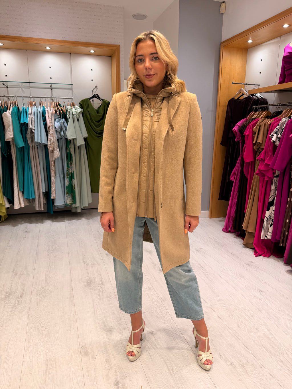 Hv Polo Camel Double Layered Coat