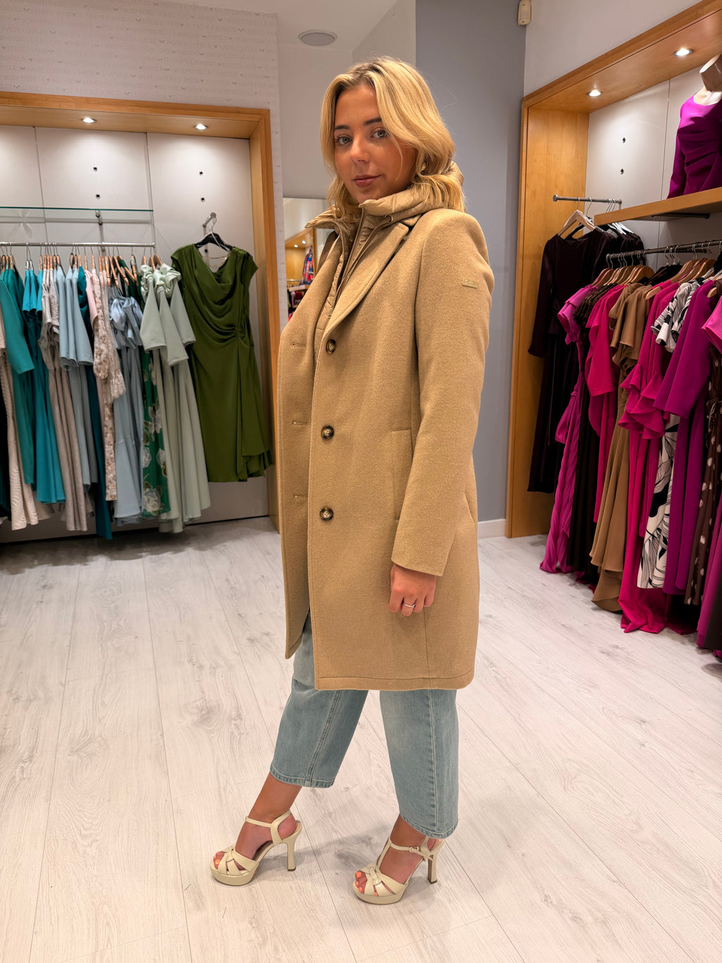 Hv Polo Camel Double Layered Coat