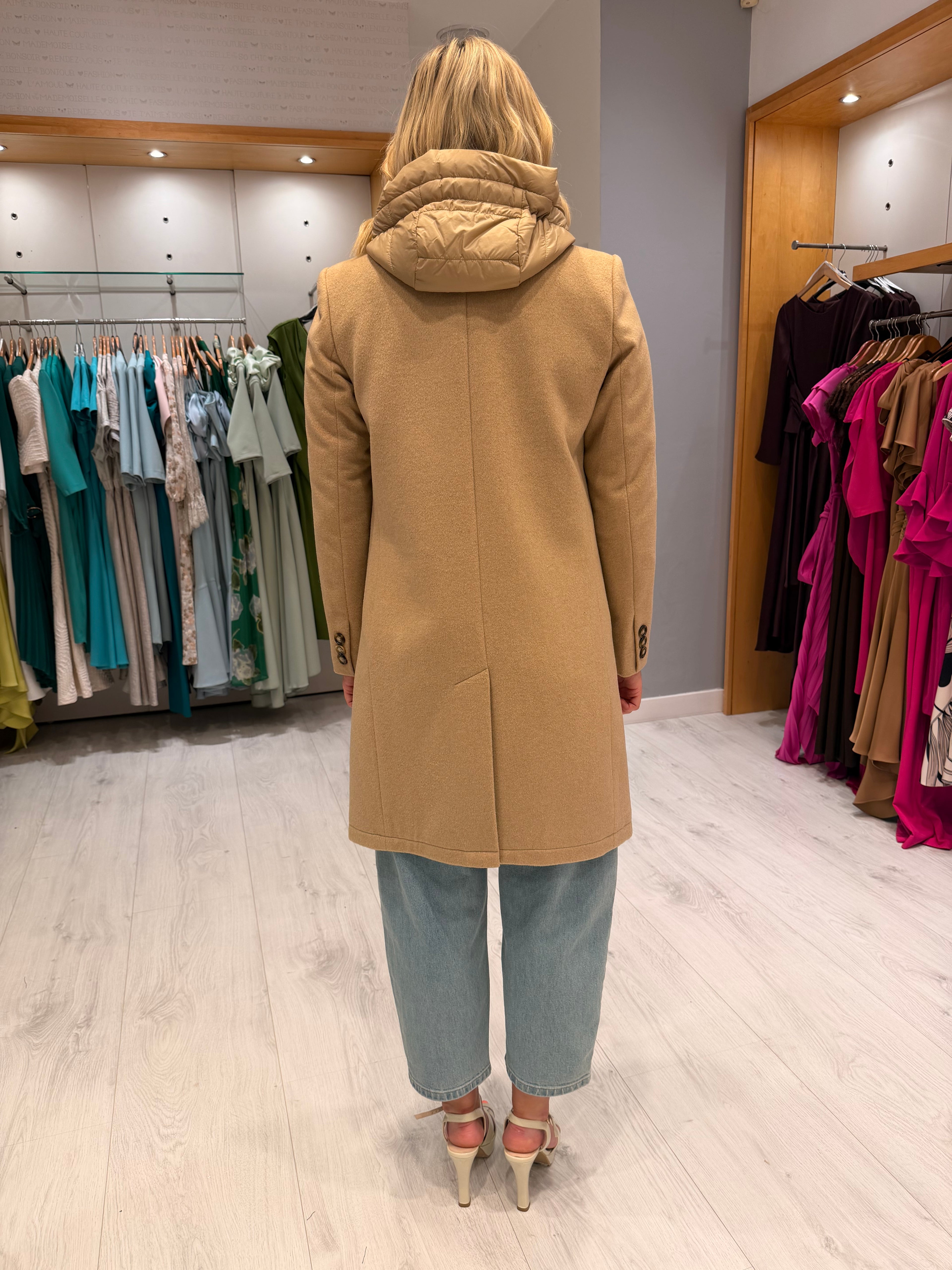 Hv Polo Camel Double Layered Coat