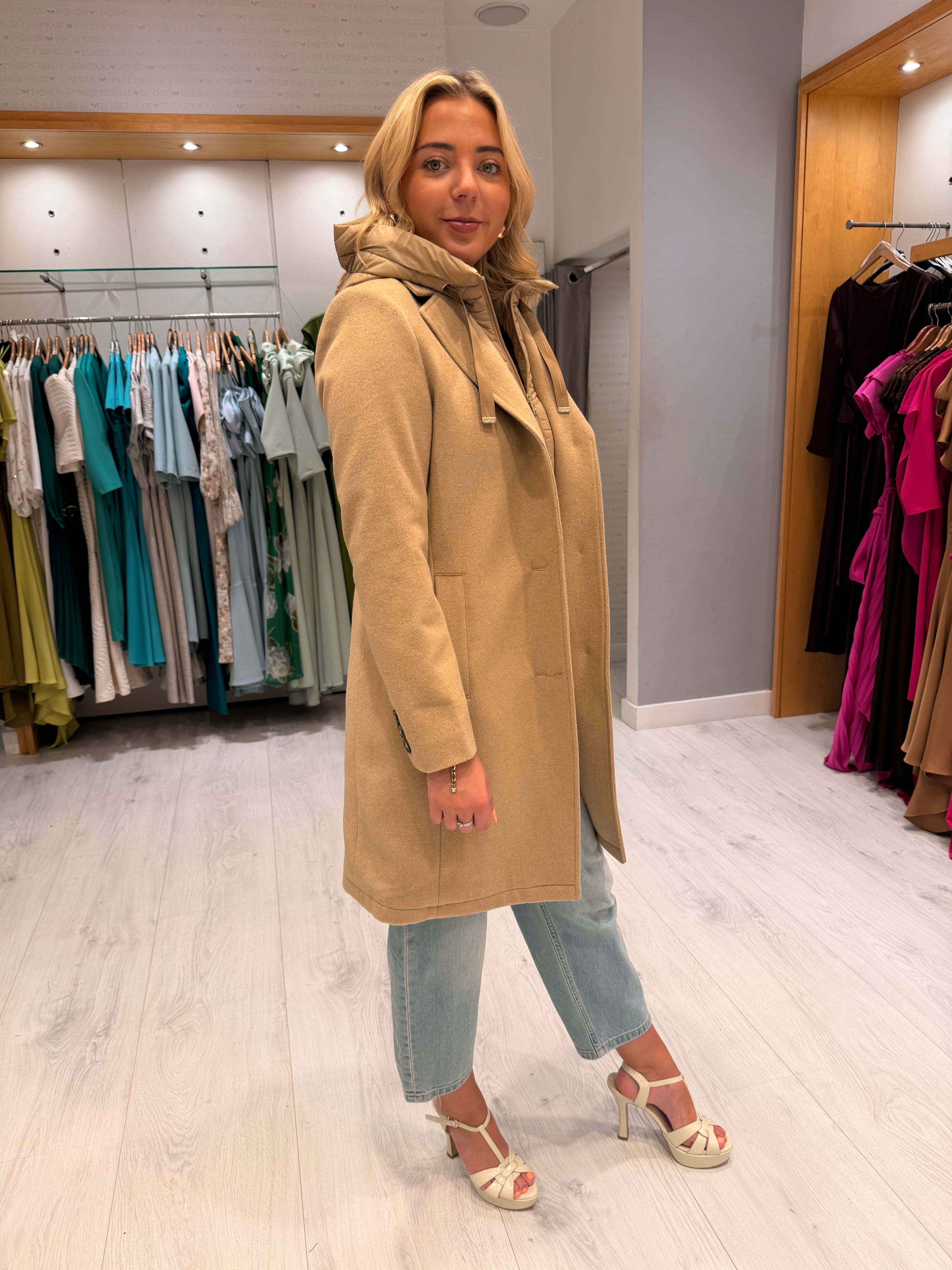 Hv Polo Camel Double Layered Coat