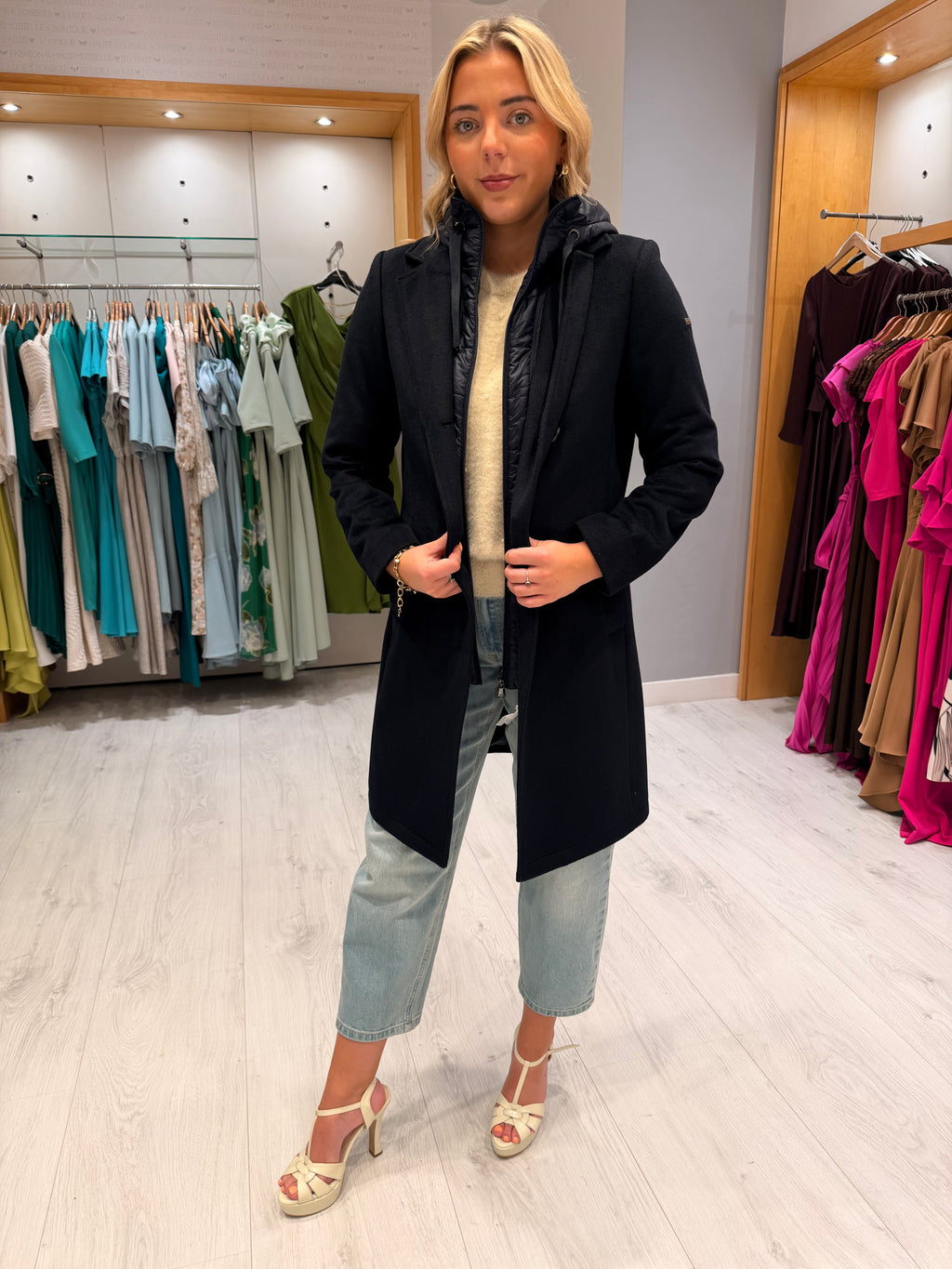 Hv Polo Navy Double Layered Coat