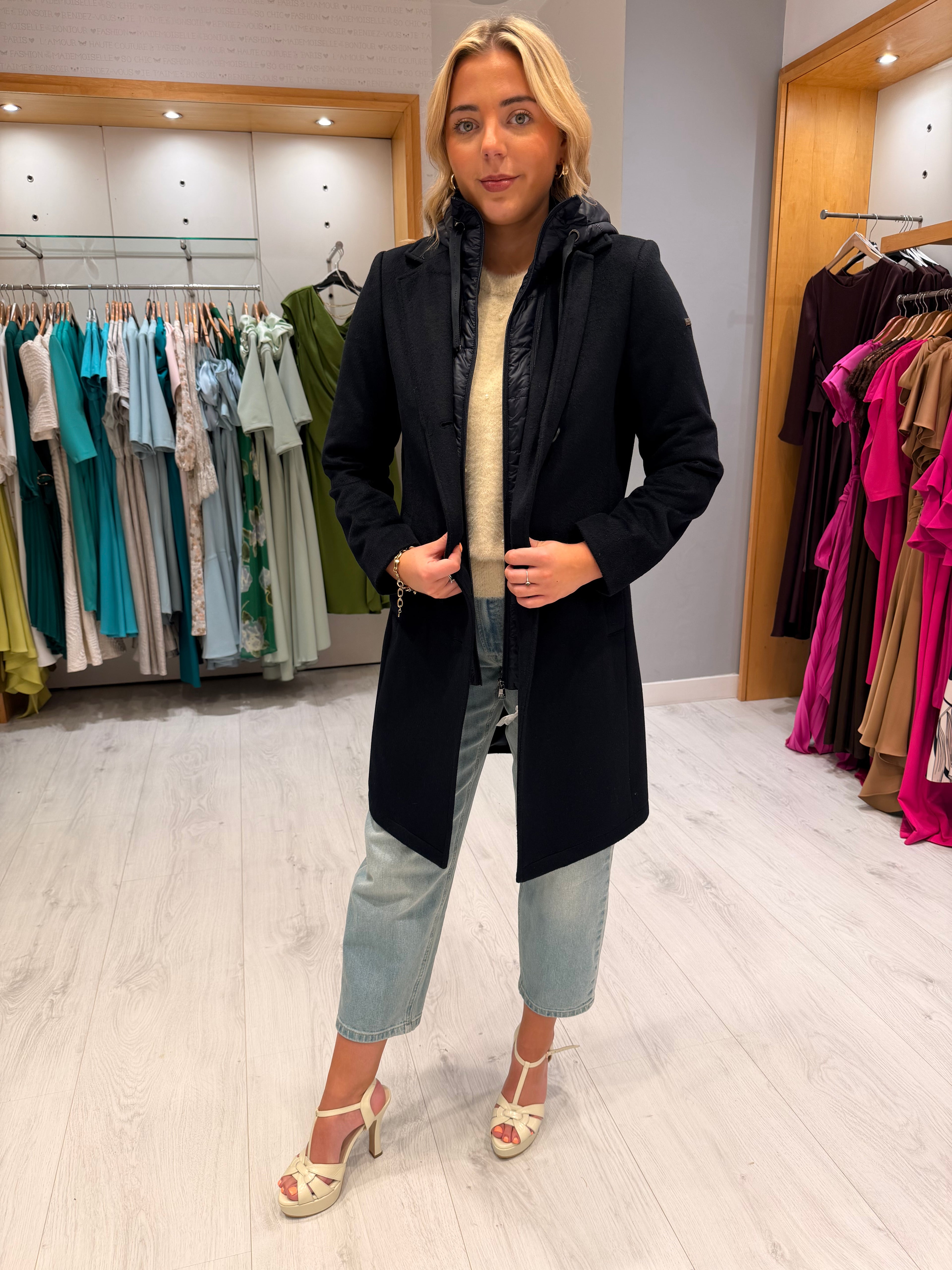 Hv Polo Navy Double Layered Coat