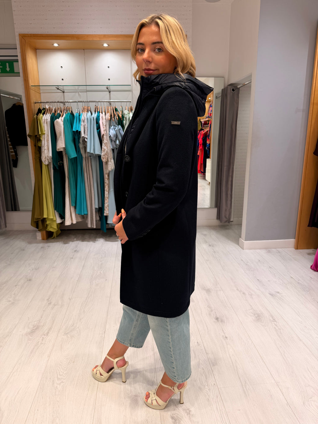 Hv Polo Navy Double Layered Coat