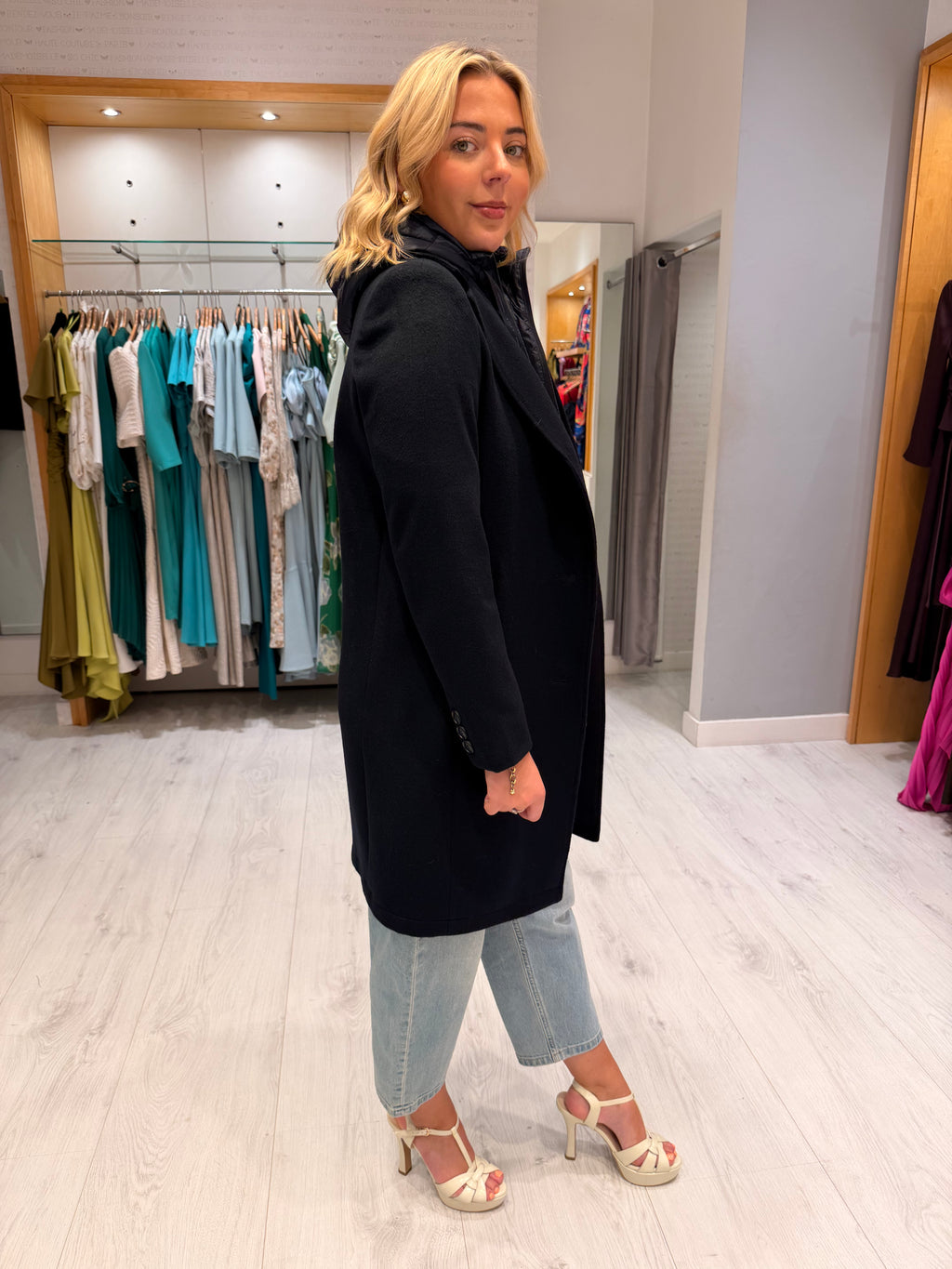 Hv Polo Navy Double Layered Coat