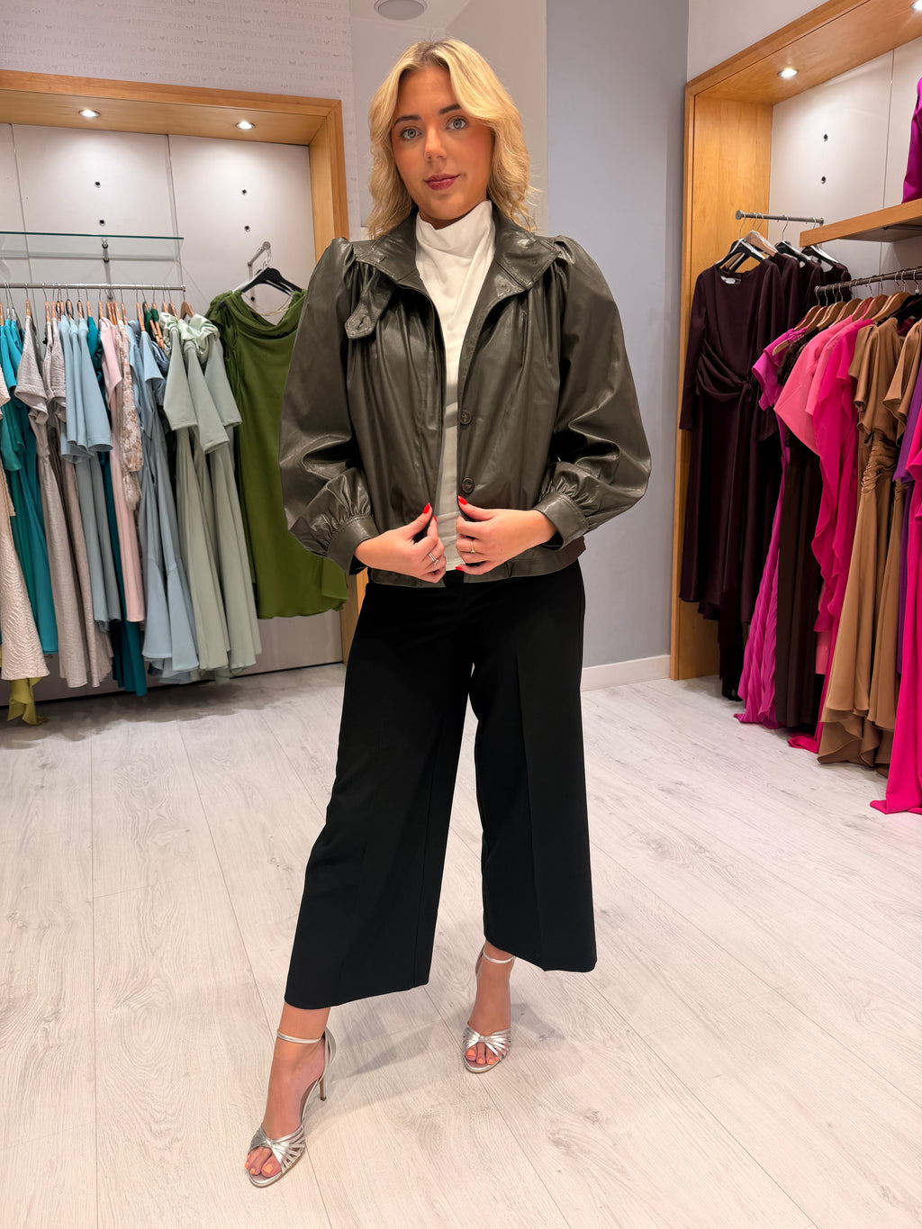 Soaked Black Wide Crop Trouser