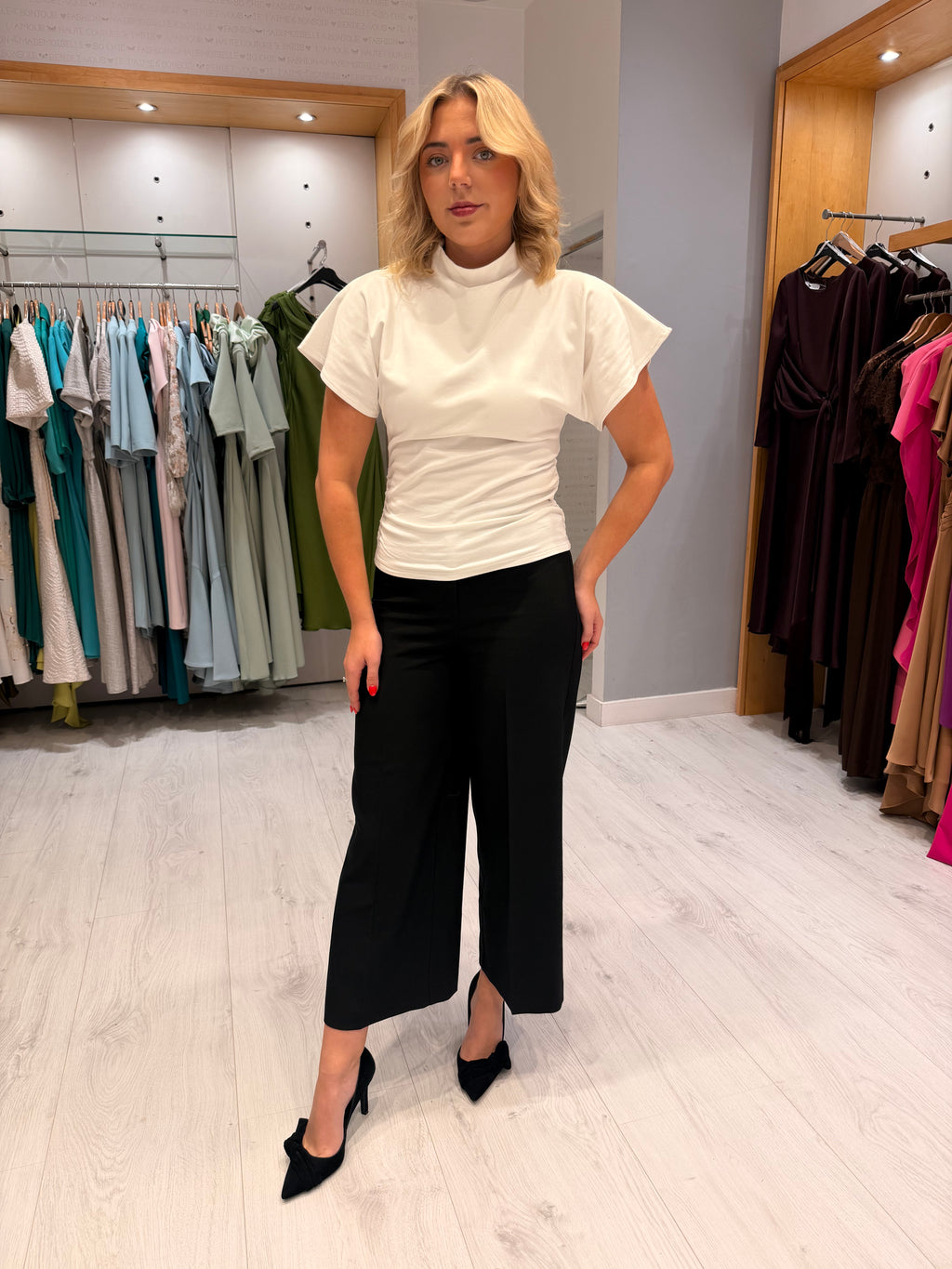 Soaked Black Wide Crop Trouser