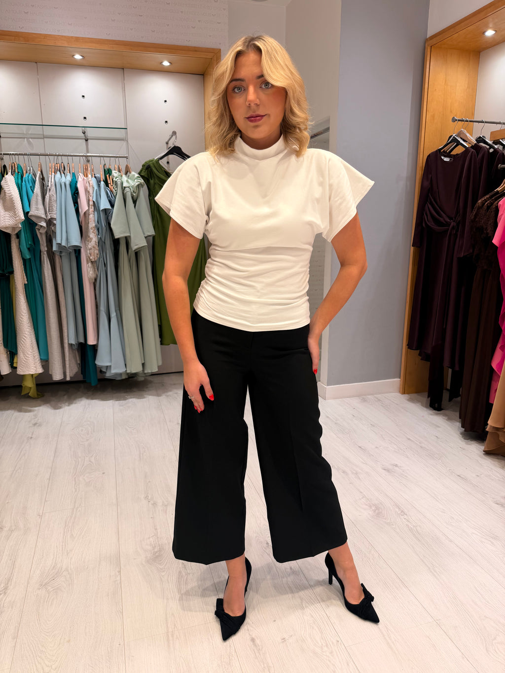 Soaked Black Wide Crop Trouser