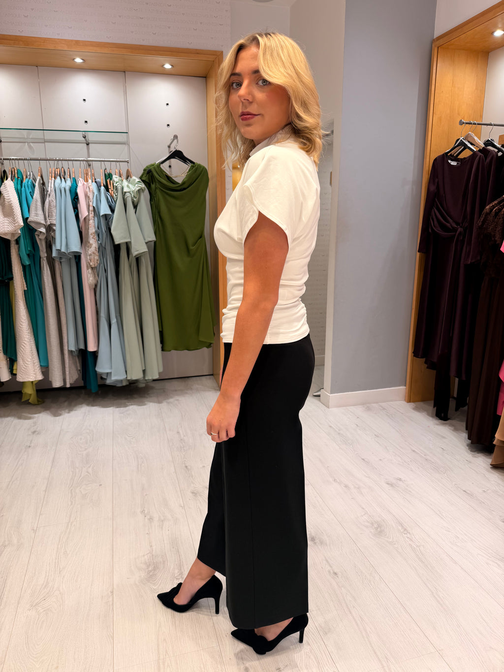 Soaked Black Wide Crop Trouser