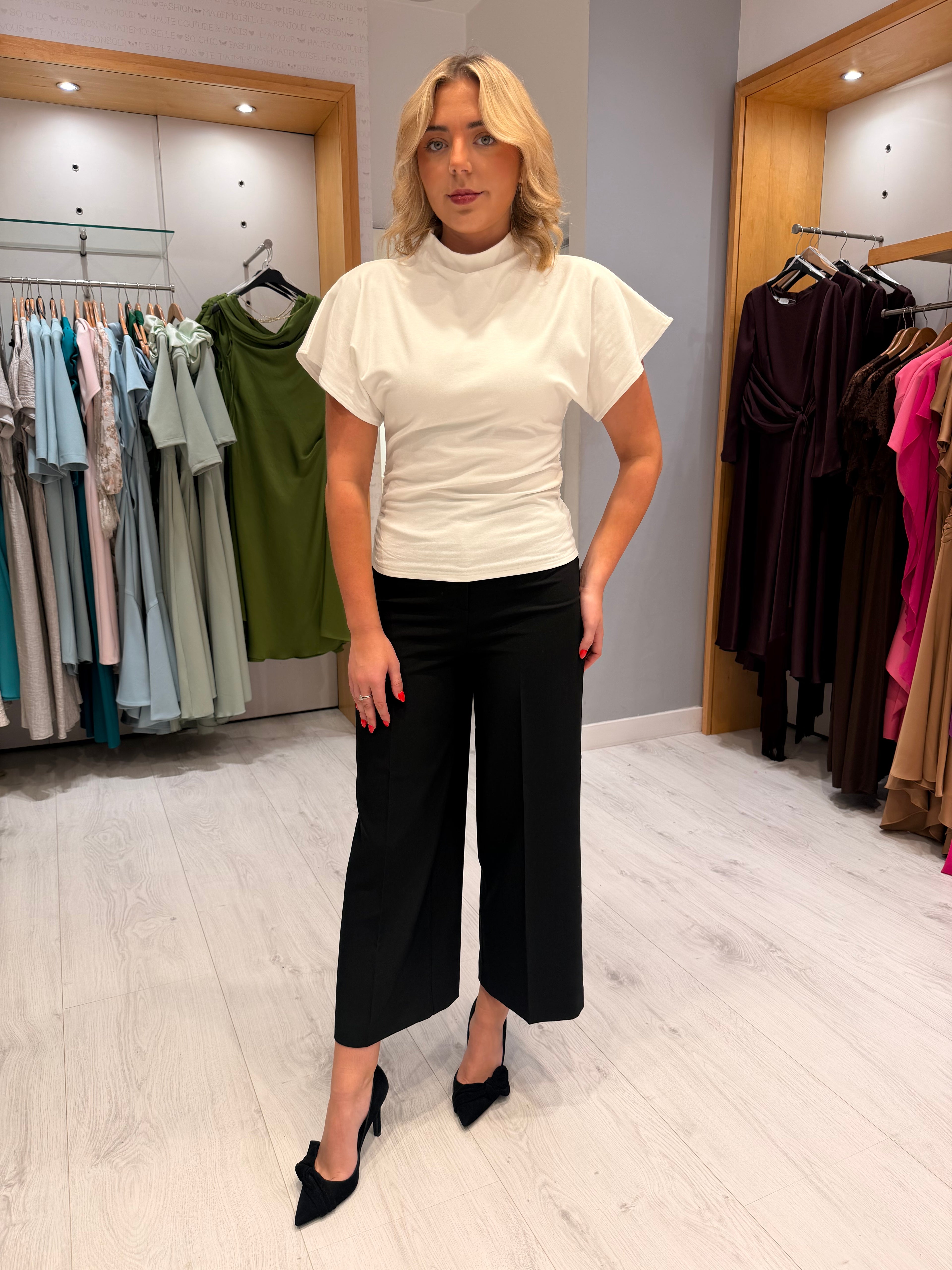 Soaked Black Wide Crop Trouser