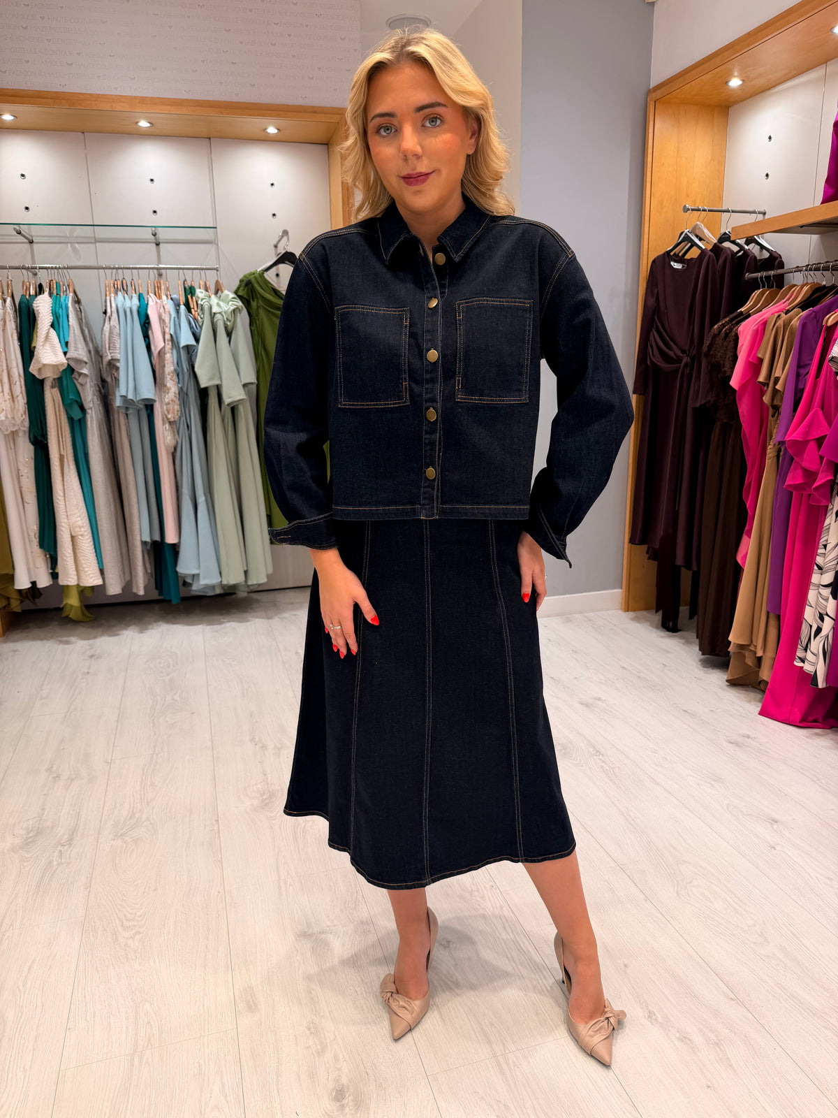 St. Tropez Denim Midi Skirt