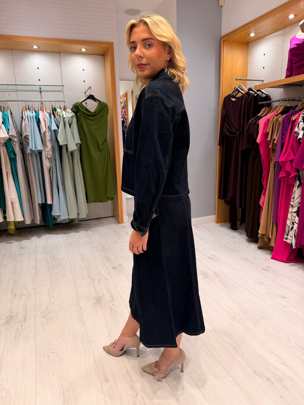 St. Tropez Denim Midi Skirt